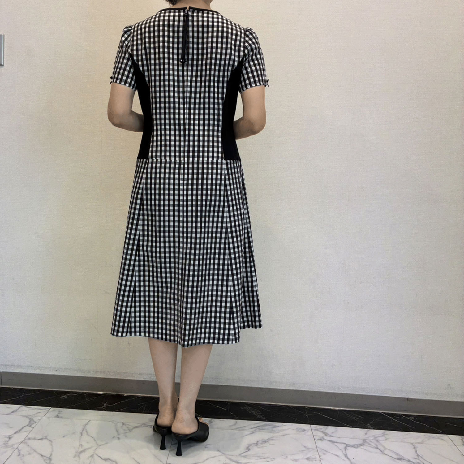 Super Beauty ギンガムチェック柄切替ワンピース - 画像5