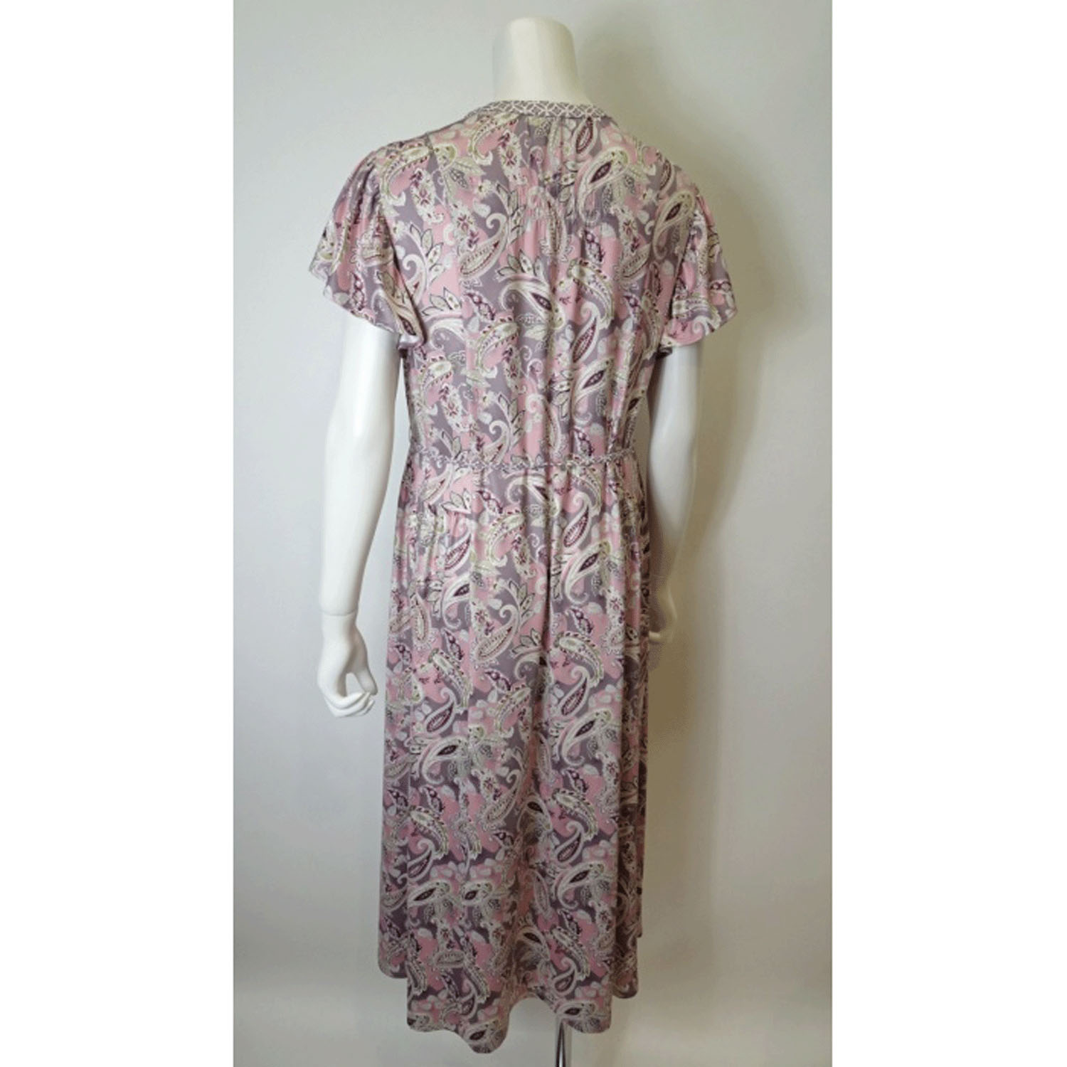 【4月下旬入荷予定】Super Beauty 胸元レース×スリット入りペイズリー柄切替ワンピース - 画像9