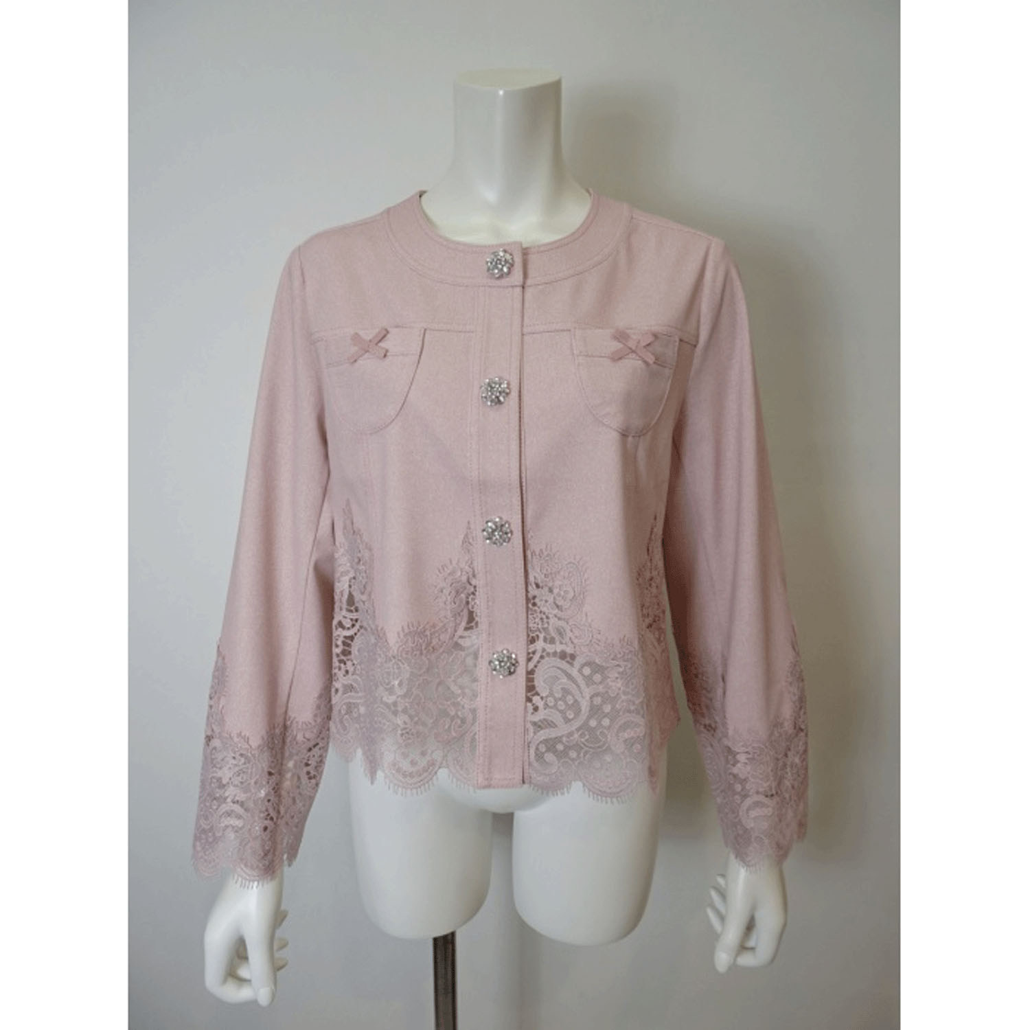 Super Beauty 裾レース切替転写素材ノーカラージャケット - 画像17