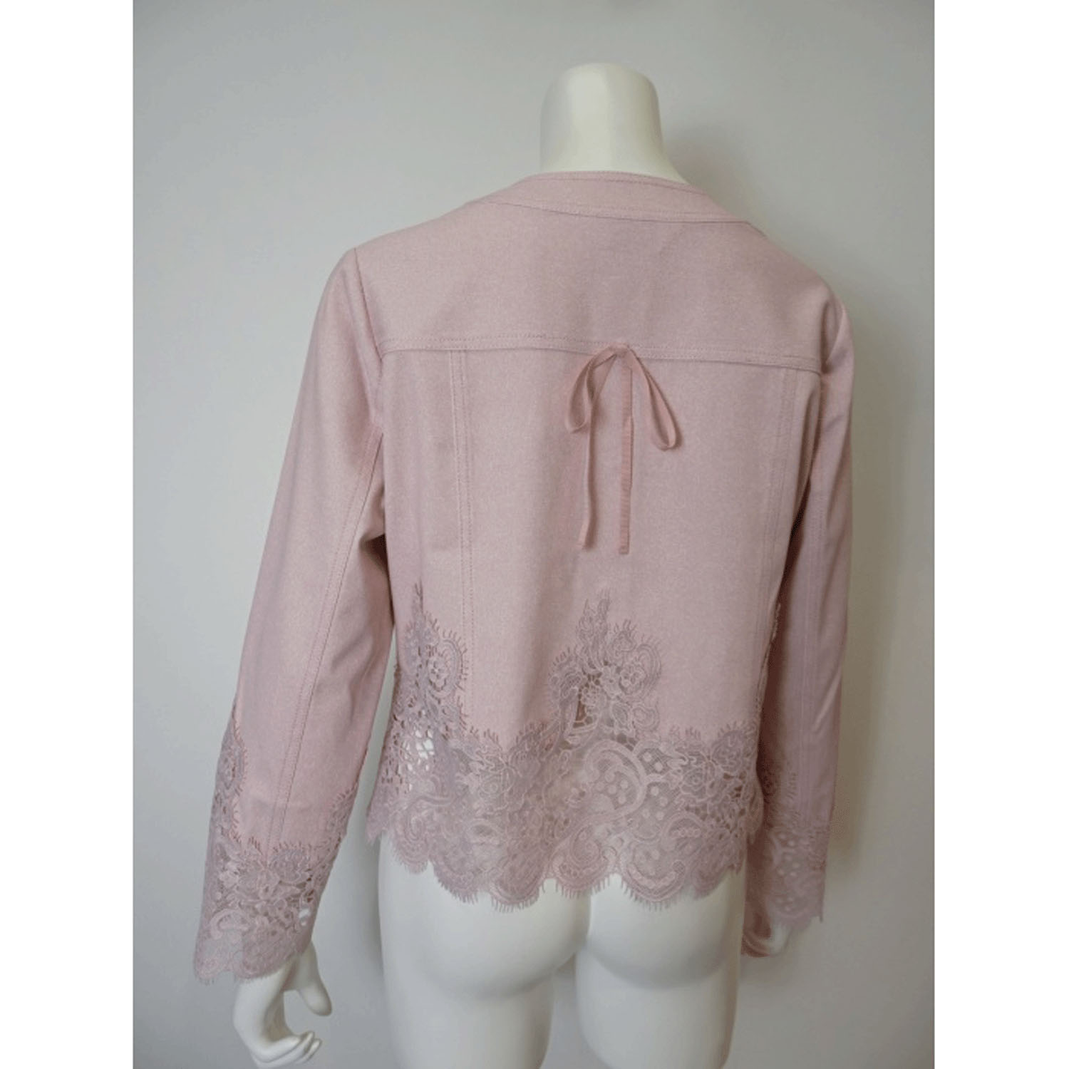 【2月下旬入荷予定】Super Beauty 裾レース切替転写素材ノーカラージャケット - 画像19