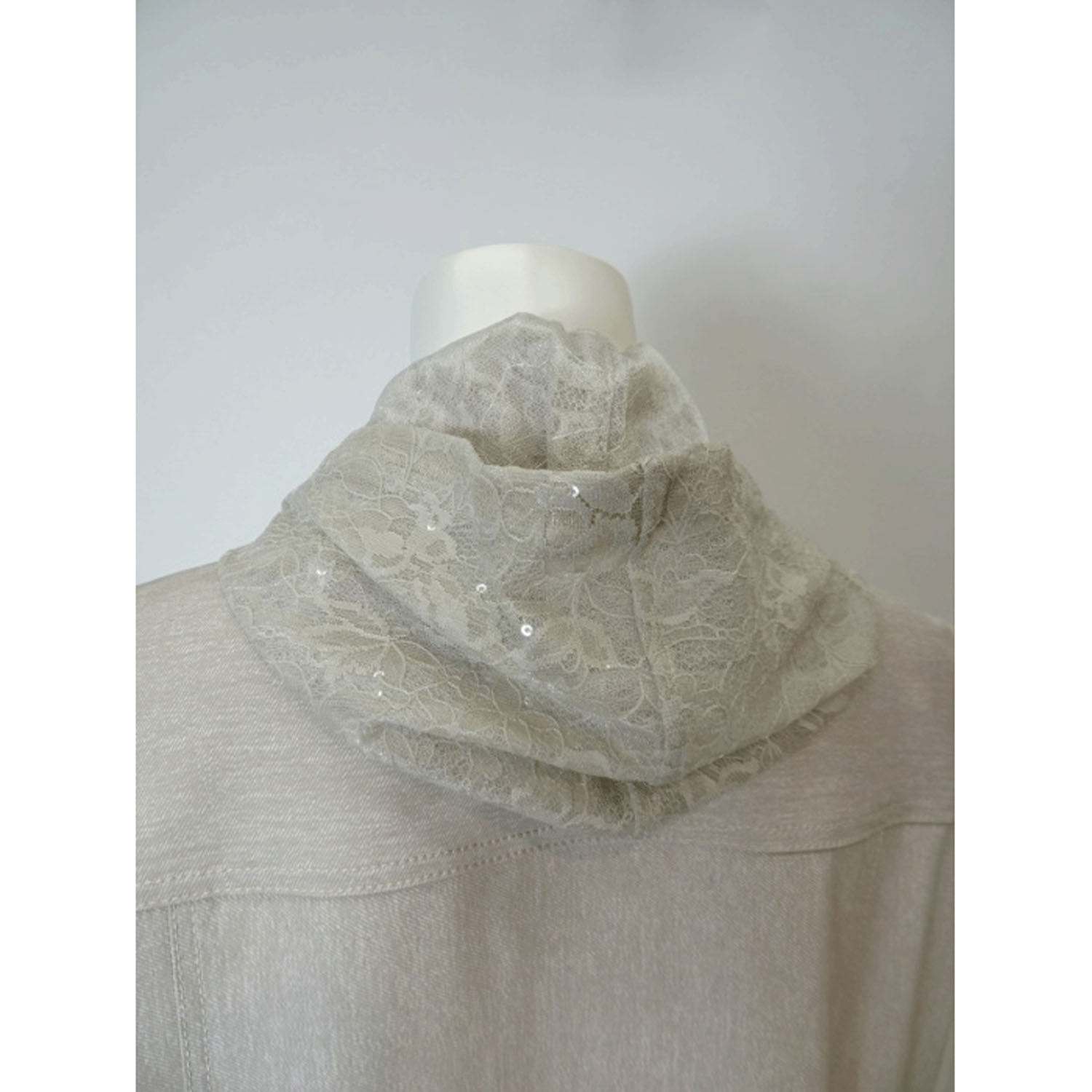 【2月下旬入荷予定】Super Beauty 裾レース切替転写素材フード着脱式ベスト - 画像21