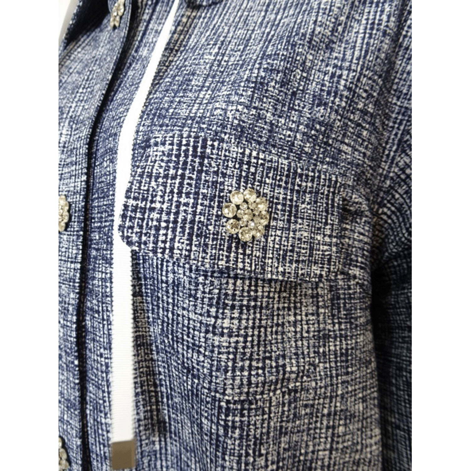 Super Beauty ジュエルボタン格子チェック柄プリント フード着脱式ジャケット - 画像17