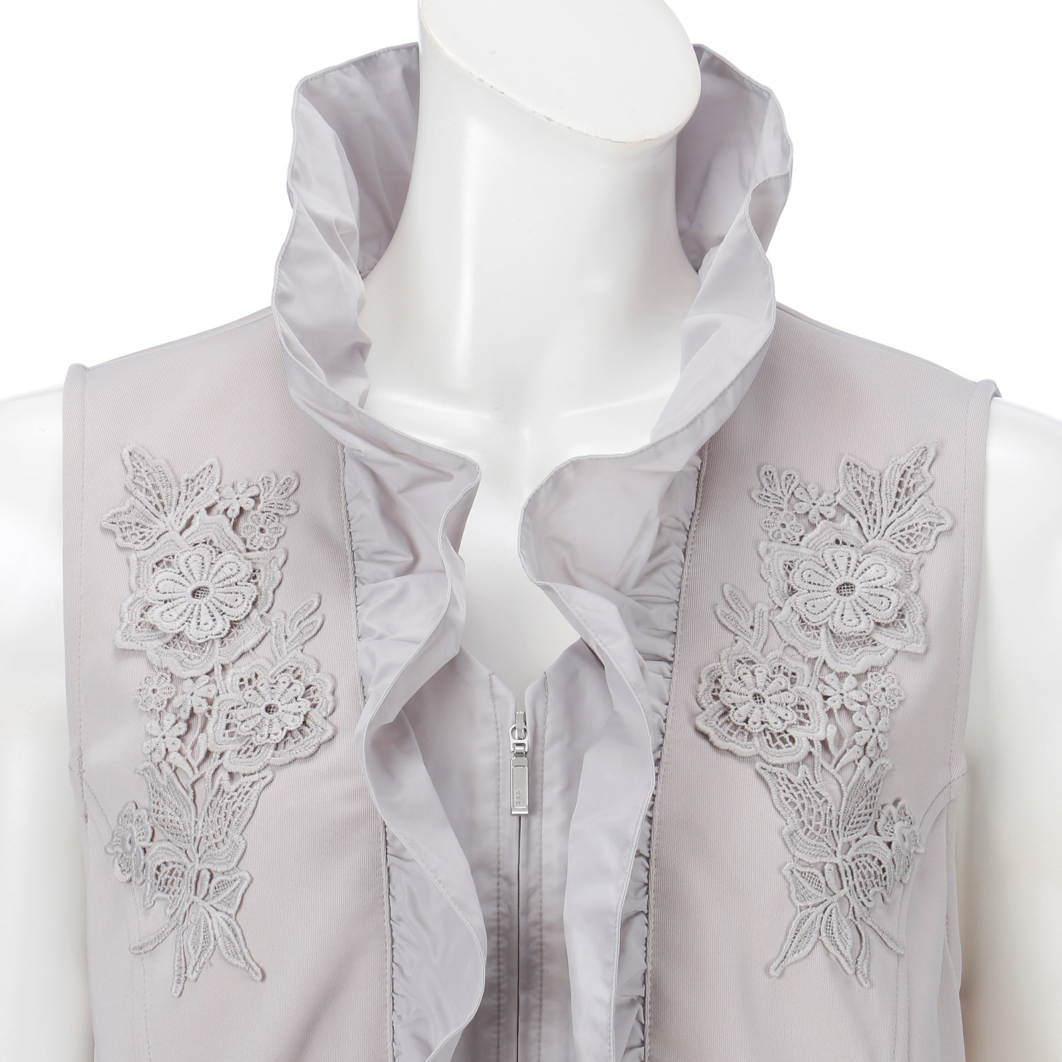 Super Beauty タフタ素材フリル切替ロングジレ - 画像5