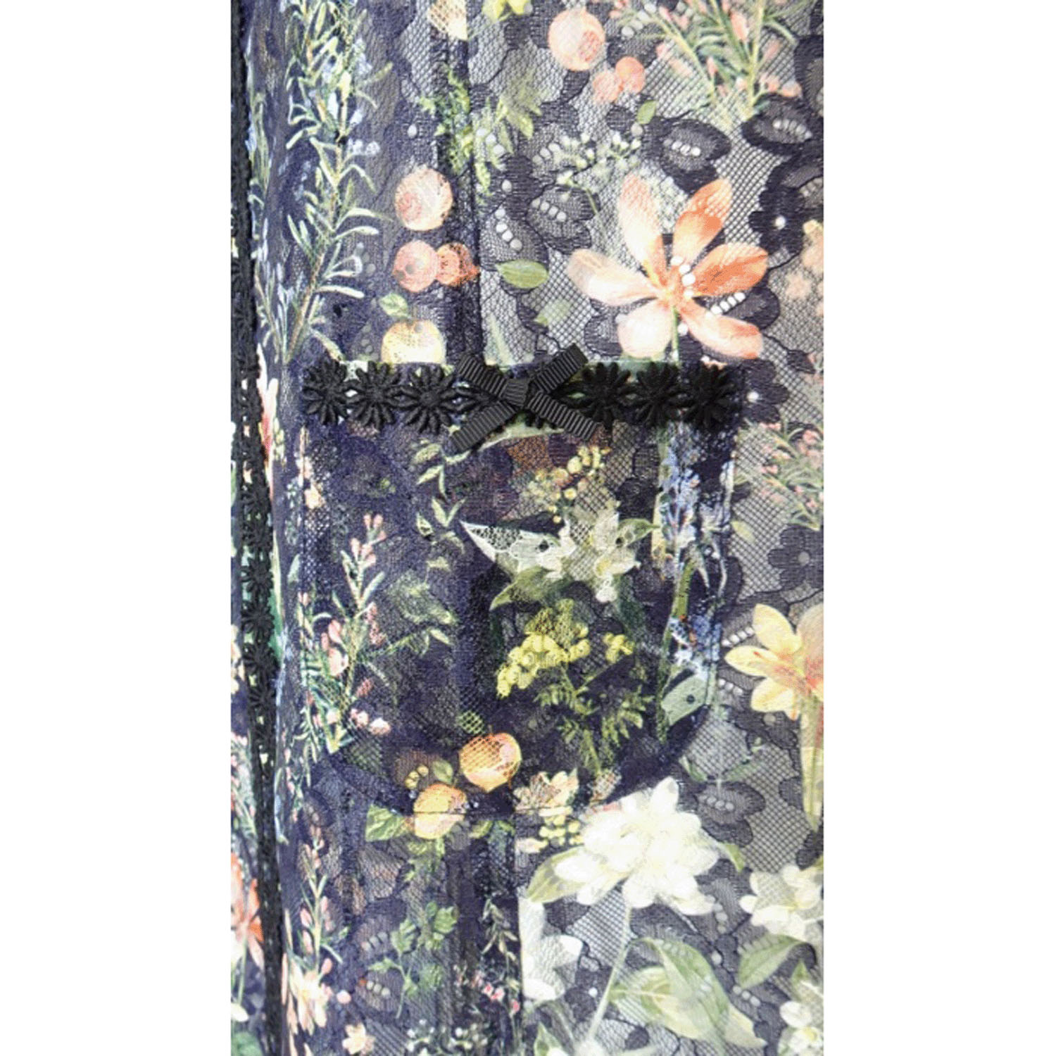 Super Beauty レース素材フラワープリントV開きジャケット - 画像13