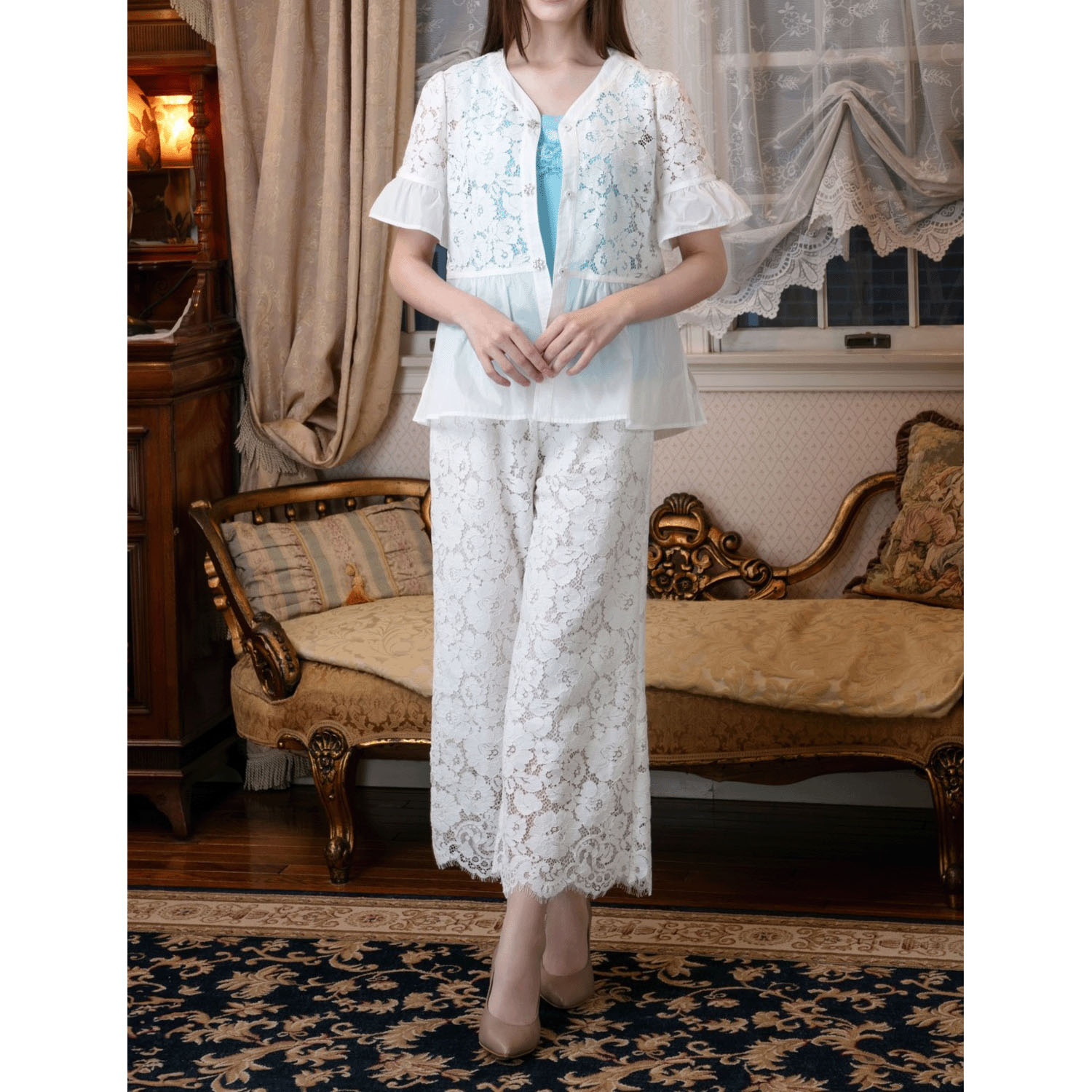 Super Beauty レース素材パンツ - 画像3