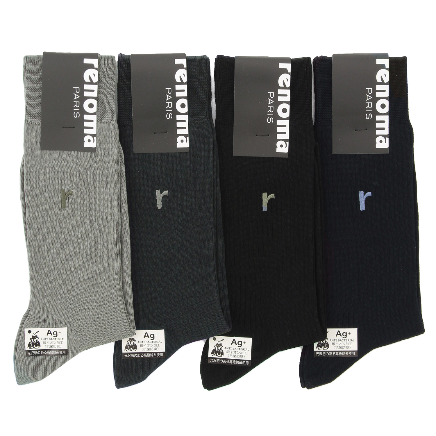 レノマ リブワンポイント刺繍ソックス