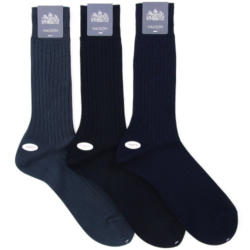 HALISON ビジネスソックス リブ編み無地