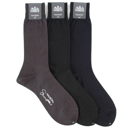 HALISON ビジネスソックス スーピマ平編無地 - 画像1