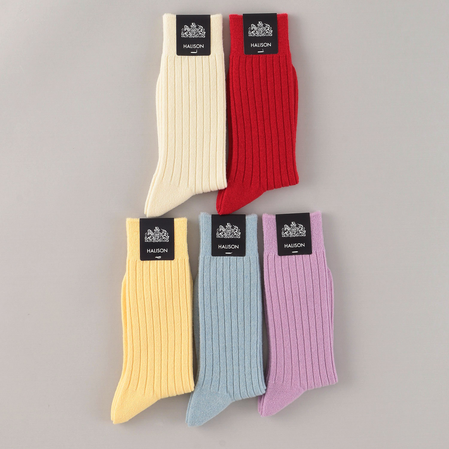 HALISON ラムウール レトロパステル リブソックス
