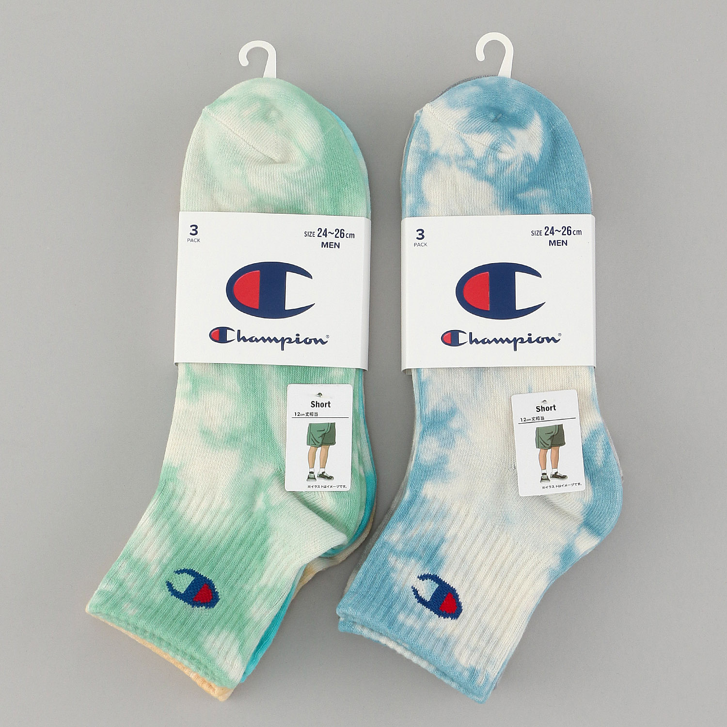 Champion 3P タイダイショートソックス 紳士 - 画像1