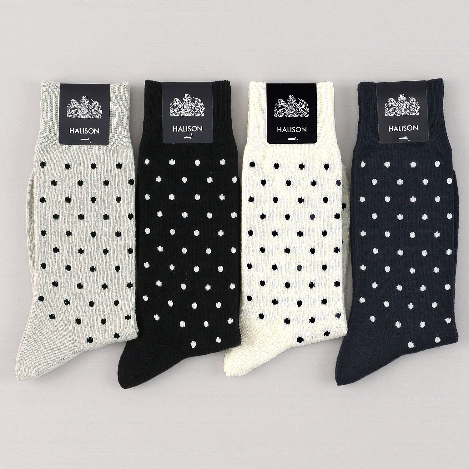 HALISON 綿麻 ポルカドット ソックス