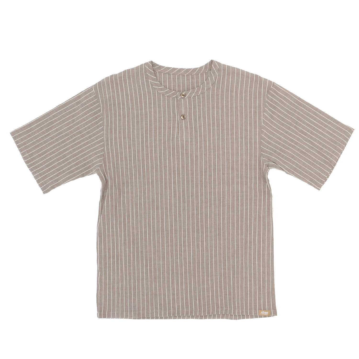 HOME BY TEMPUR 紳士 半袖ヘンリーネック  先染クレープ
