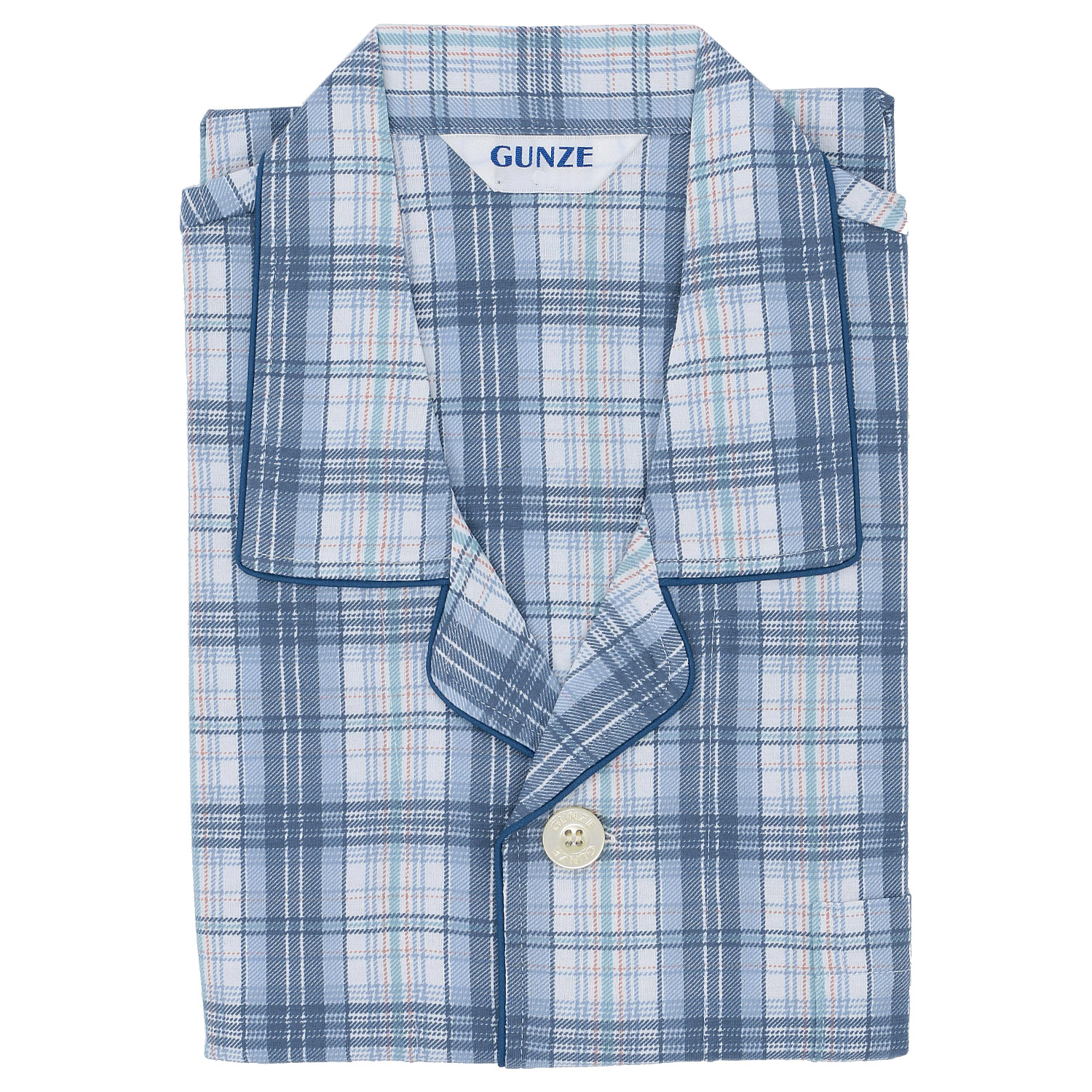 GUNZE 京都捺染 長袖長パンツパジャマ 格子柄M／L - 画像2