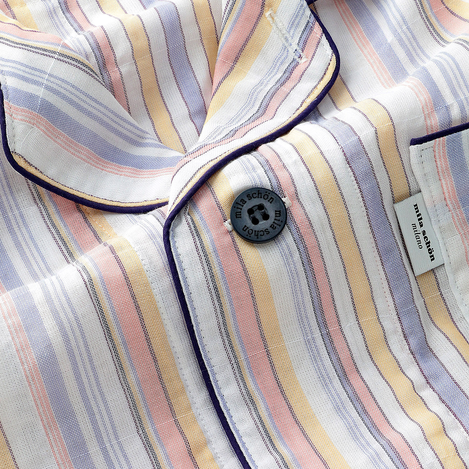 mila schon（ミラショーン） 紳士 二重ガーゼ シャーリング ストライプ  パジャマ - 画像4