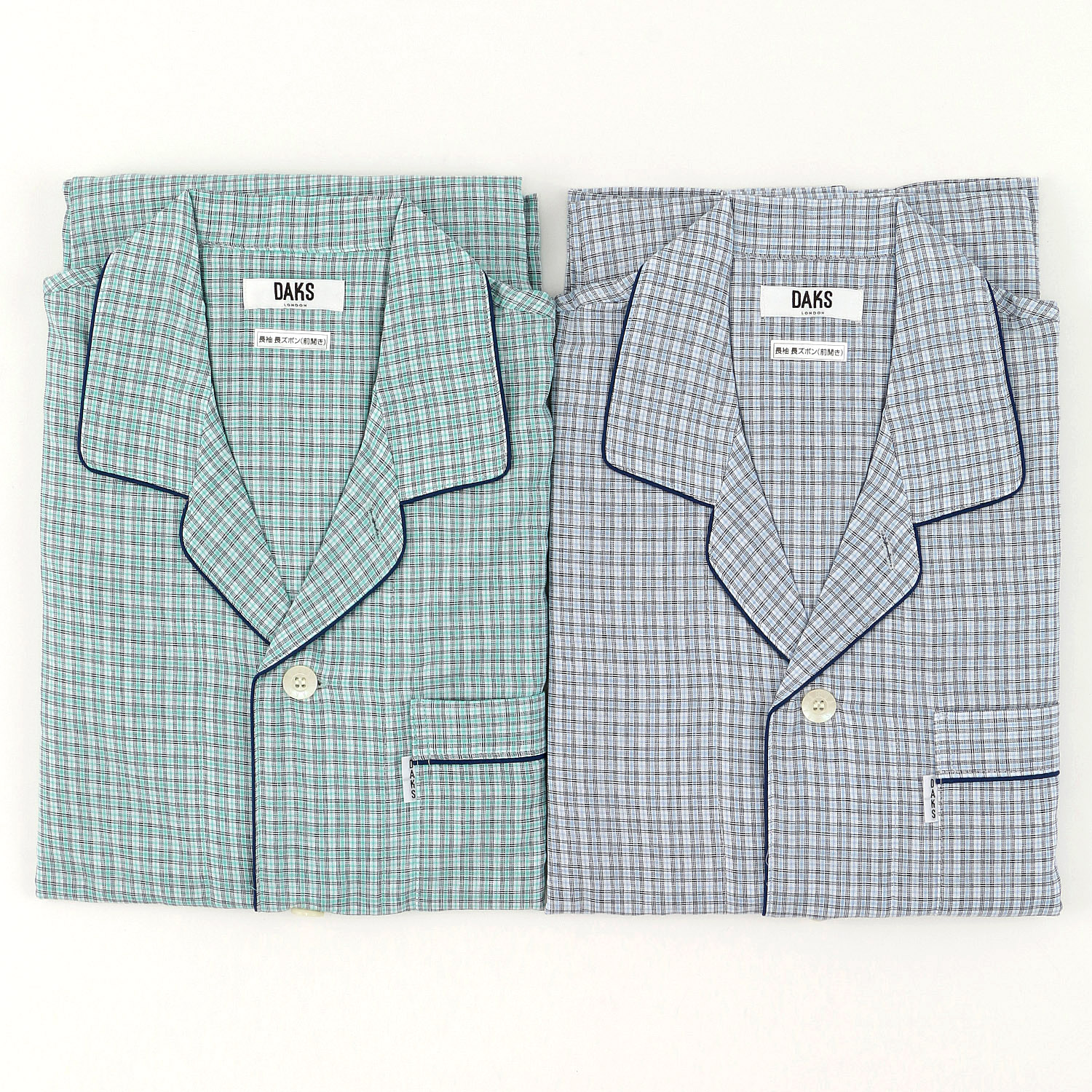 DAKS 紳士長袖長パンツパジャマ チェックM／L - 画像1