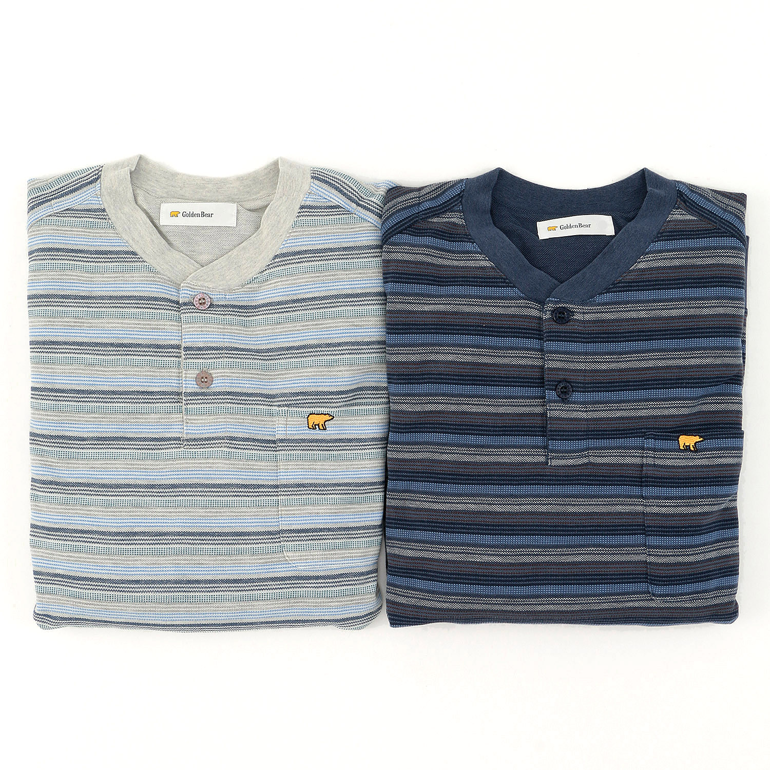 GoldenBear 紳士 鹿の子 長袖パジャマ ボーダー柄