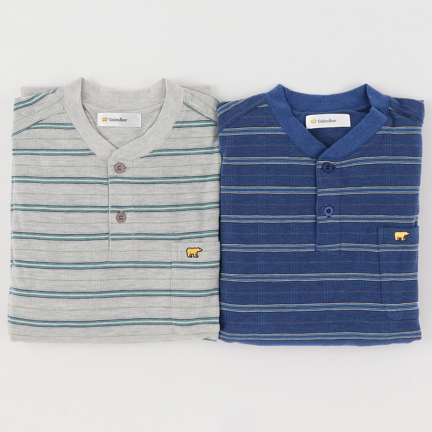 GoldenBear 紳士 鹿の子 長袖パジャマ ボーダー柄 - 画像1