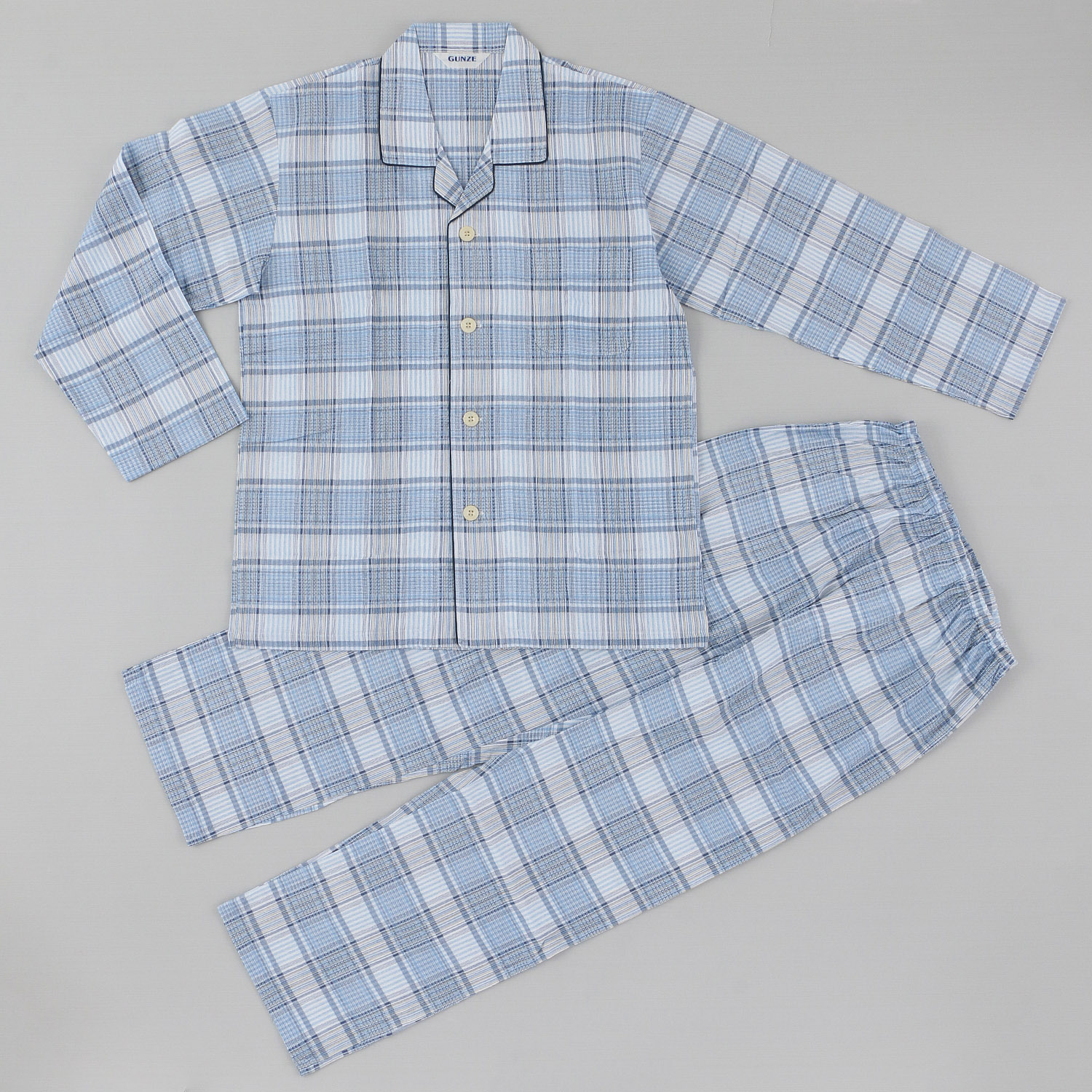 GUNZE 紳士 高島ちぢみ 長袖長パンツパジャマ 日本製 - 画像3