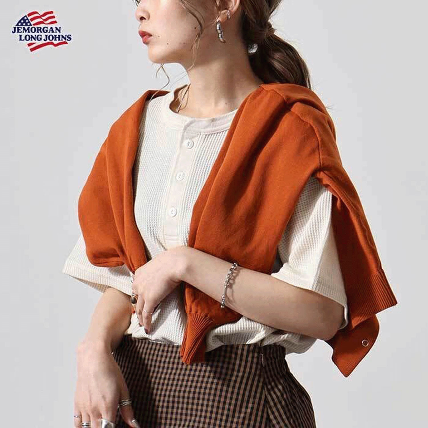 JEMORGAN（ジェイイーモーガン）ワッフルヘンリーネック半袖Tシャツ - 画像15