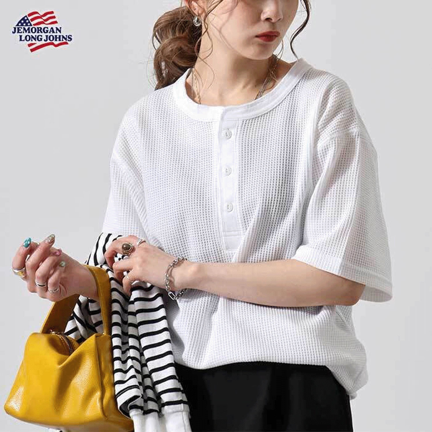 JEMORGAN（ジェイイーモーガン）ワッフルヘンリーネック半袖Tシャツ - 画像9