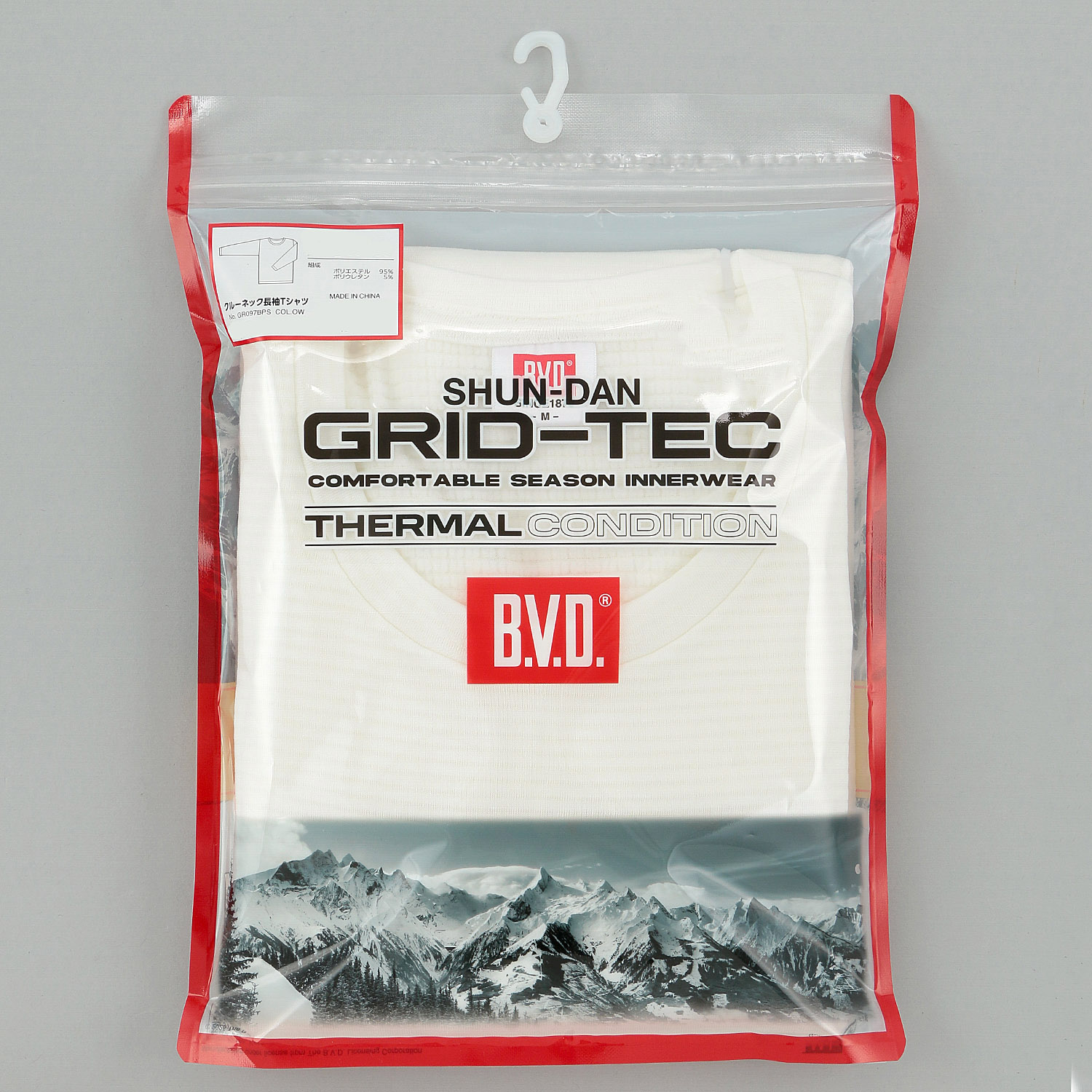 BVD メンズ 瞬暖グリッドテック 丸首長袖Tシャツ - 画像4