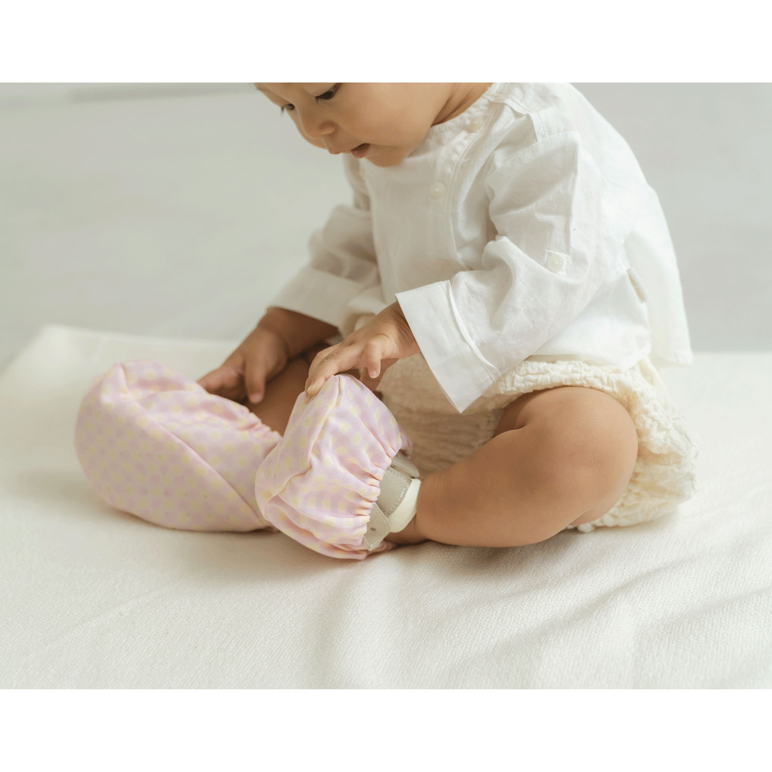 ギンガムチェックのシューズカバー ピンク - 画像7