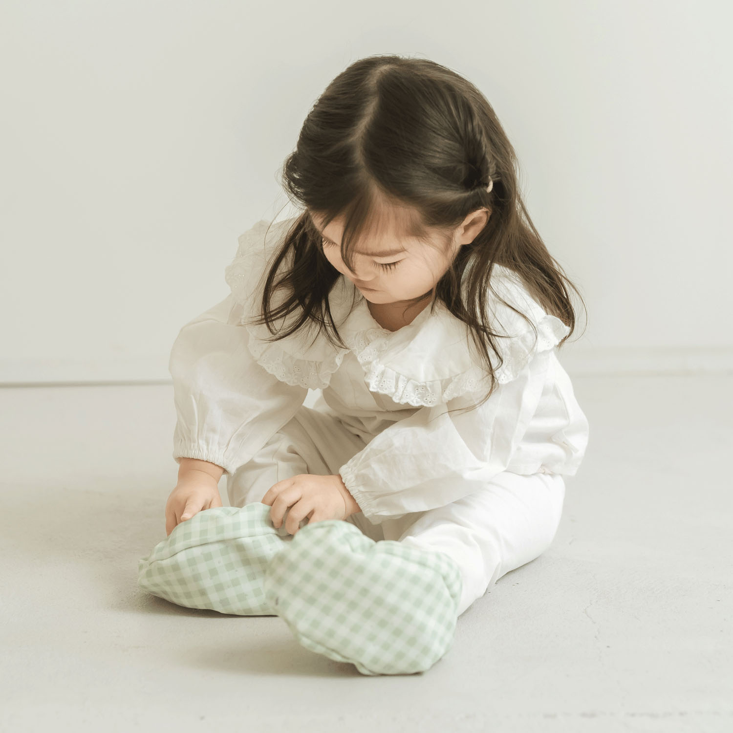 ギンガムチェックのシューズカバー グリーン - 画像3