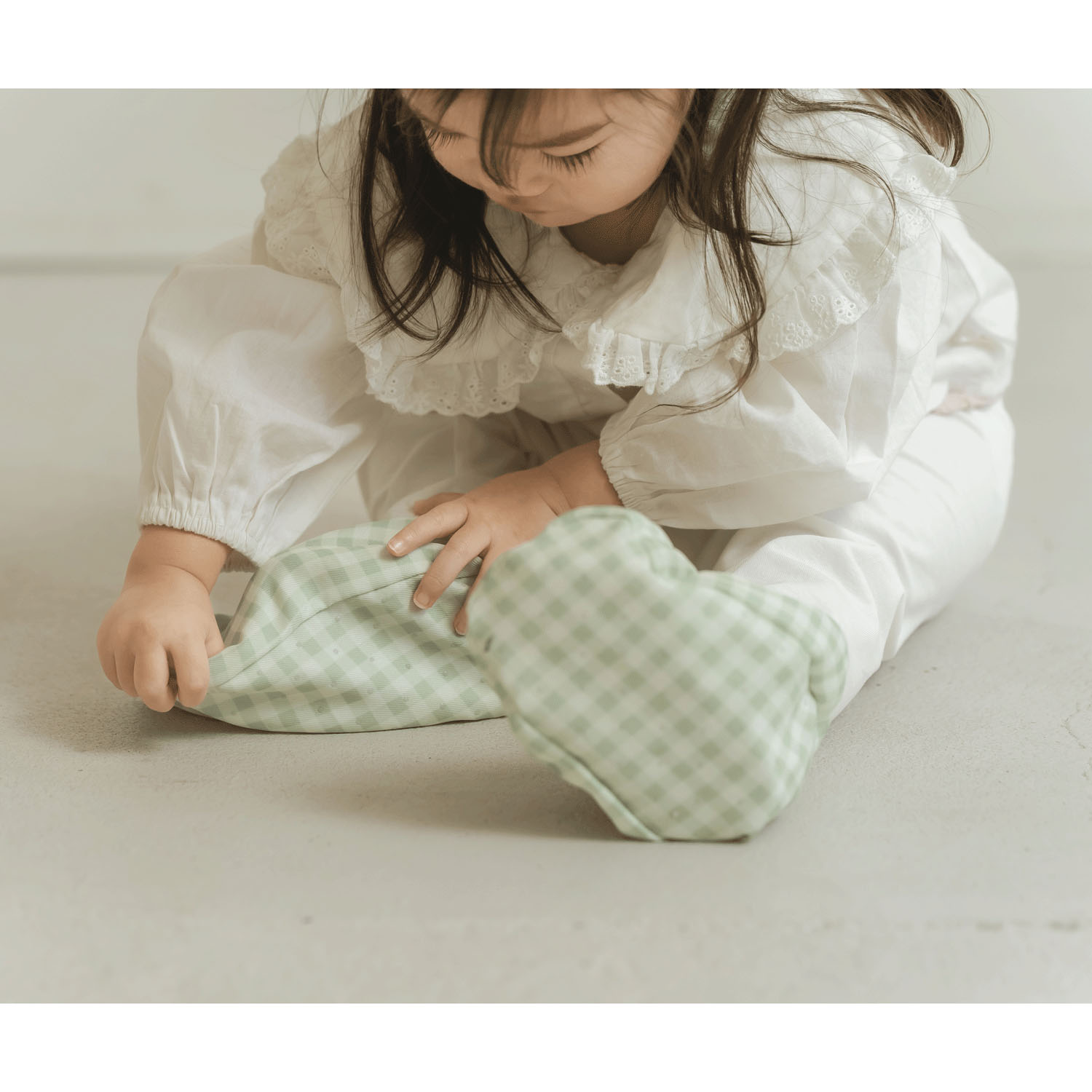 ギンガムチェックのシューズカバー グリーン - 画像4