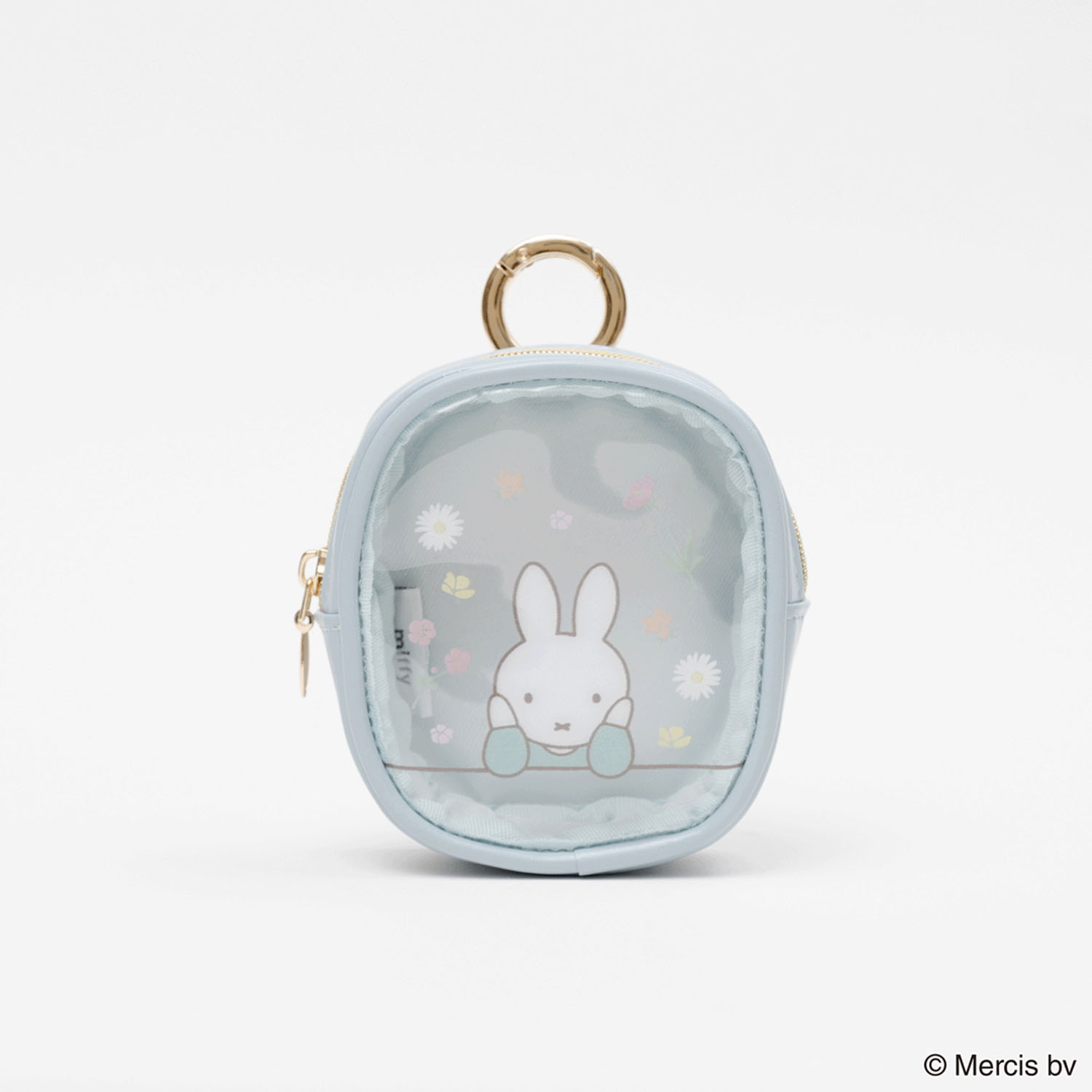 MIFFY FLOWER PVCマイクロミニスクエアポーチ ブルー - 画像1