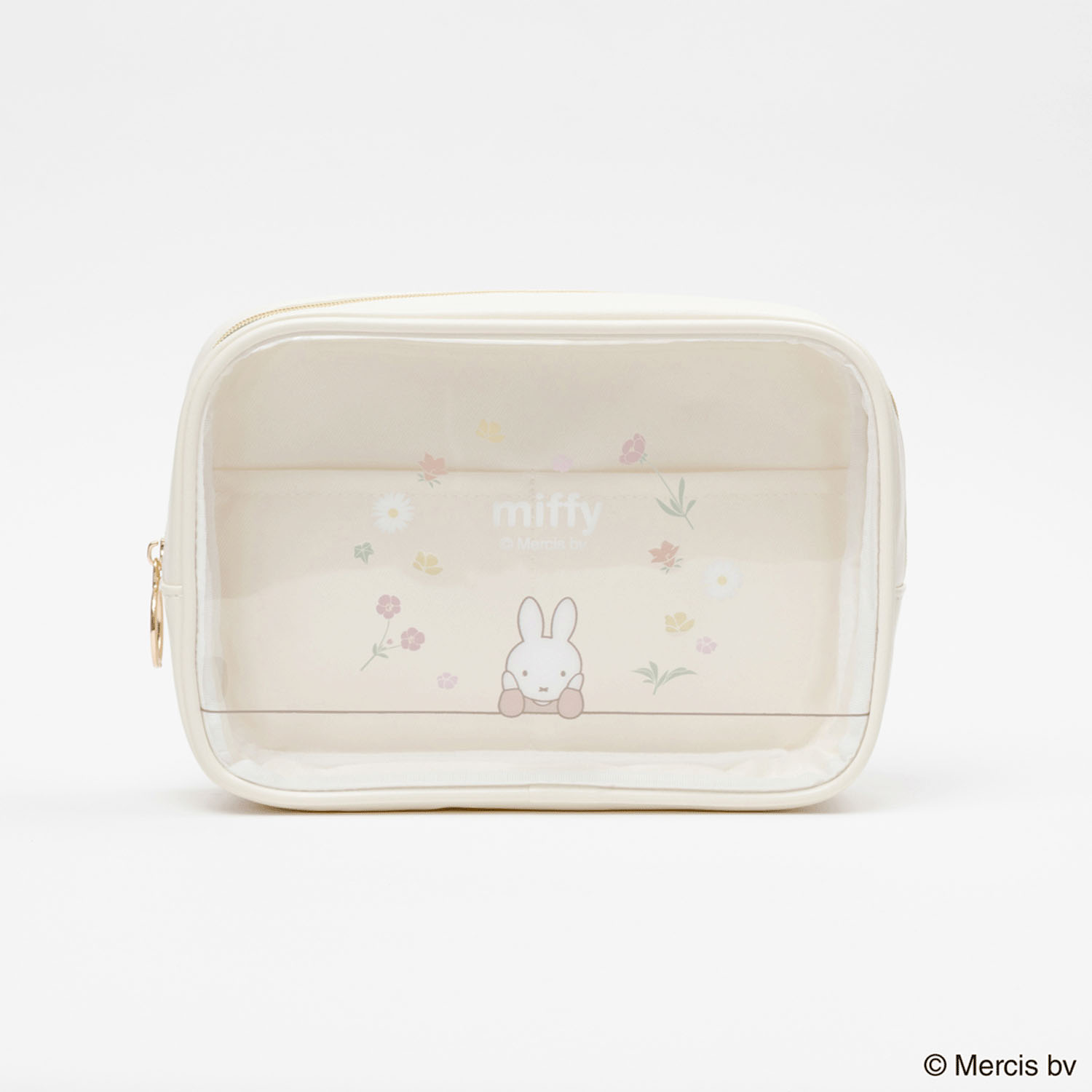 MIFFY FLOWER PVCスクエアポーチ アイボリー - 画像1