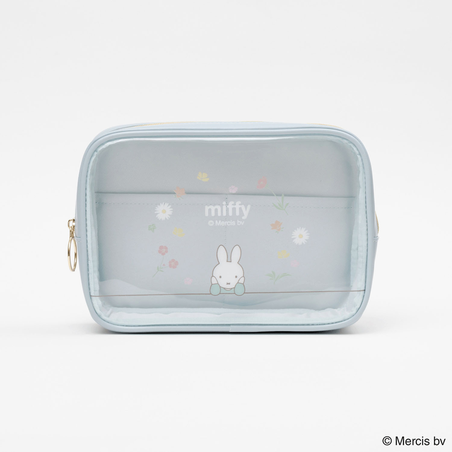 MIFFY FLOWER PVCスクエアポーチ ブルー - 画像1