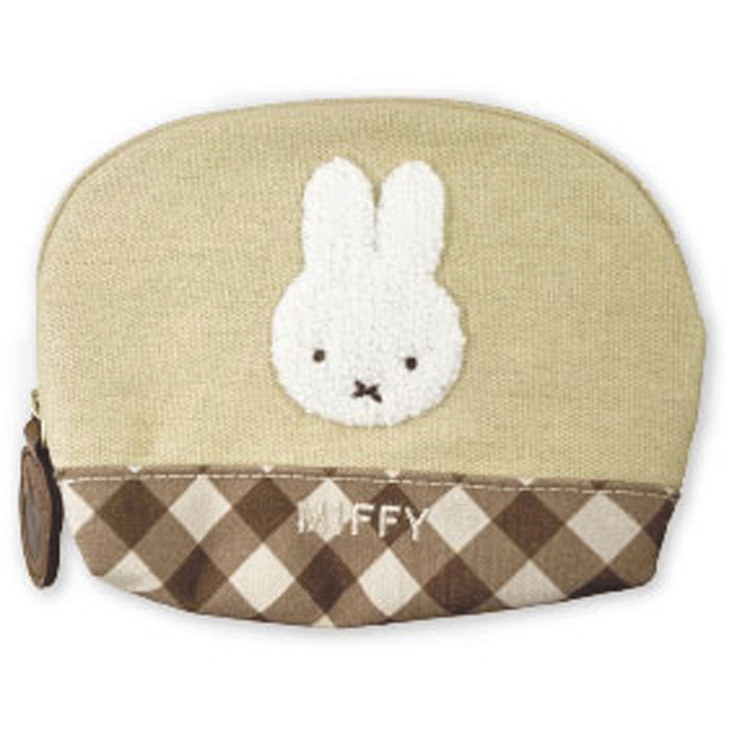 ミッフィー ダイアゴナルチェックシリーズ ティッシュポーチ ベージュ - 画像1