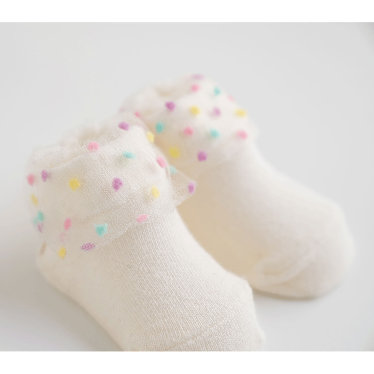 メモリアルソックス＆リボン花柄切り替えスタイ オフホワイト - 画像5