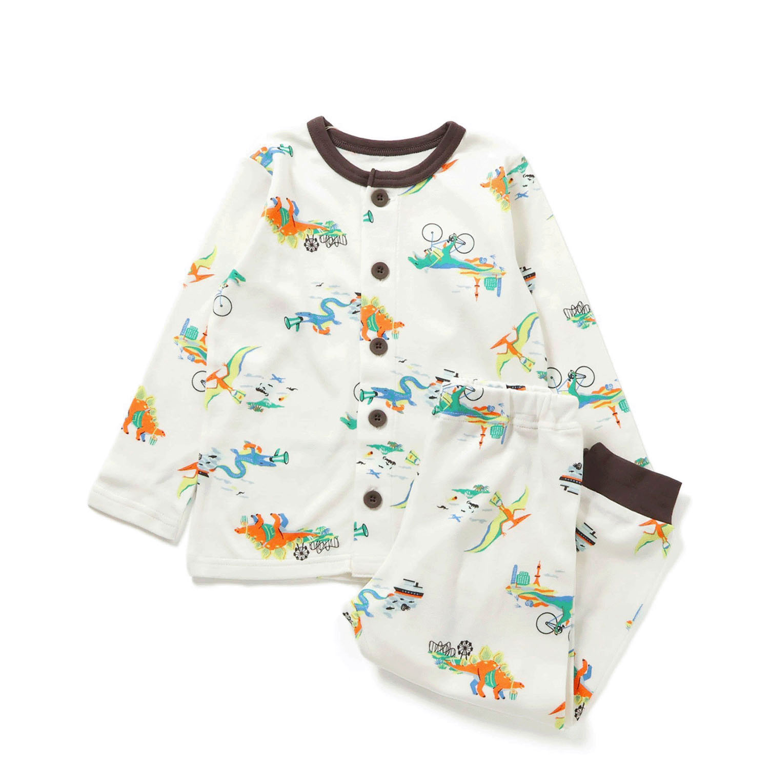 恐竜柄前あきスムースパジャマ - 画像2