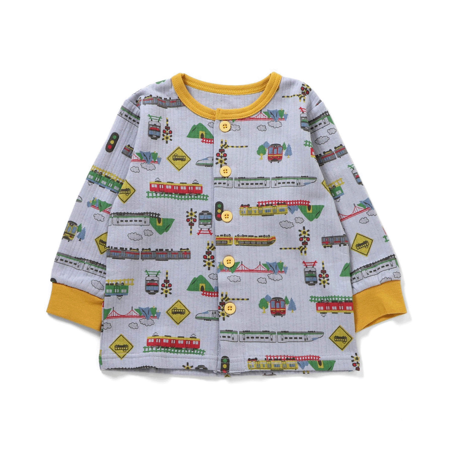 電車柄 ニットキルトパジャマ - 画像3