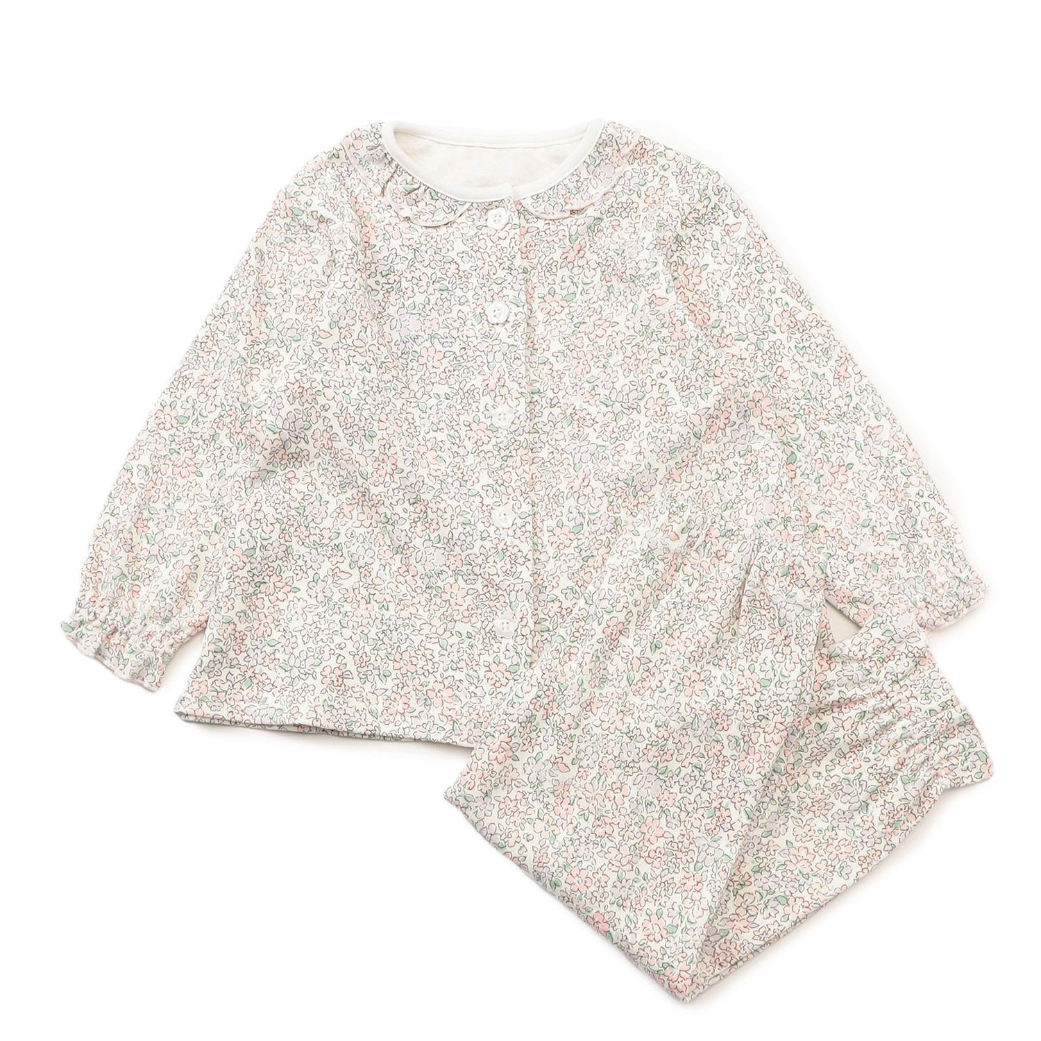 小花柄前開きパジャマ - 画像2