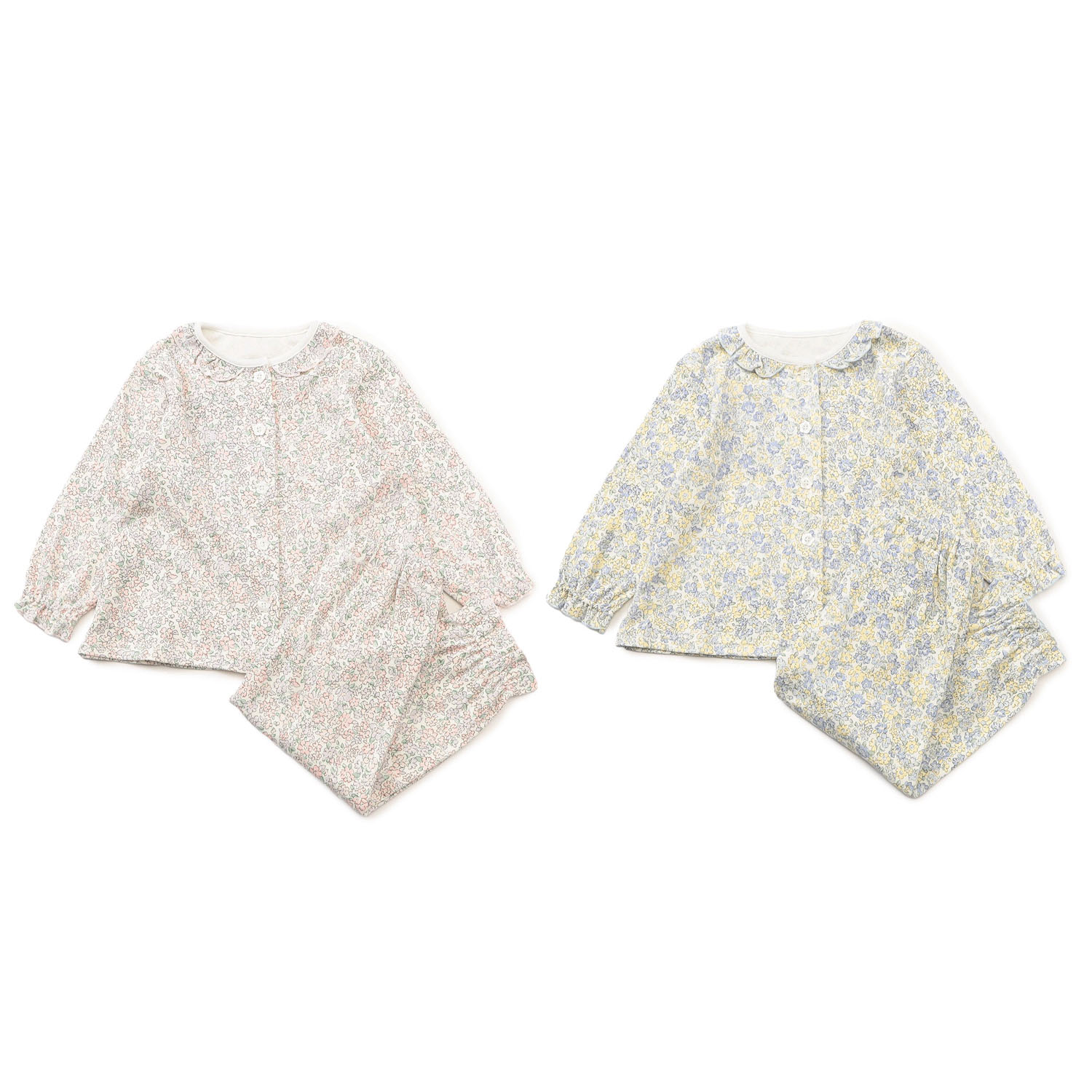 小花柄前開きパジャマ - 画像1