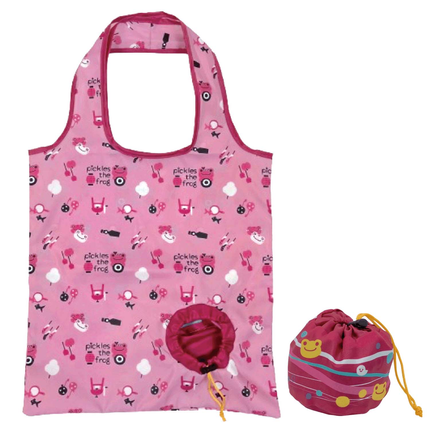 かえるのピクルス にっこり縁日 ヨーヨーエコバッグ PK - 画像1