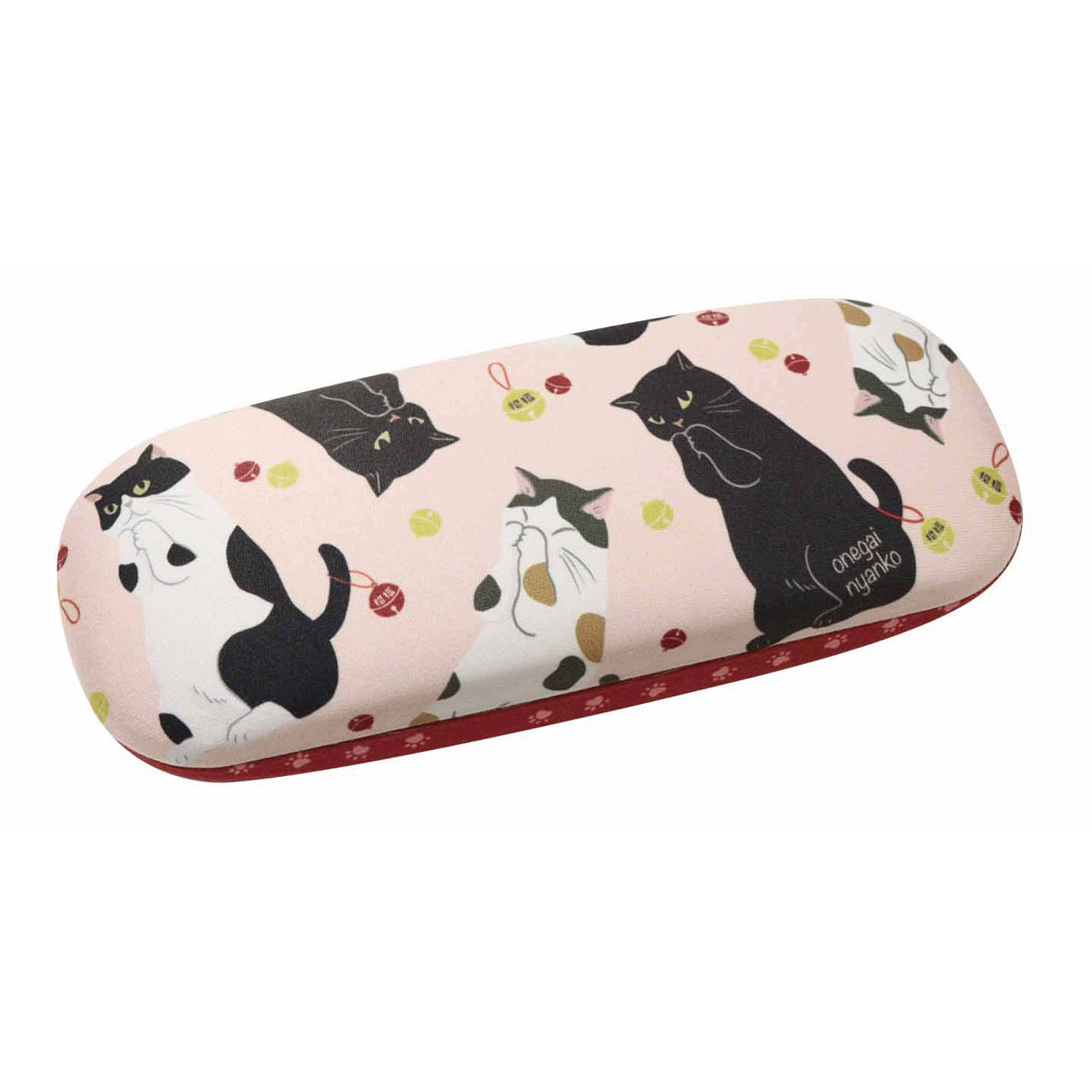 メガネケース おねがいニャンコ ピンク - 画像1