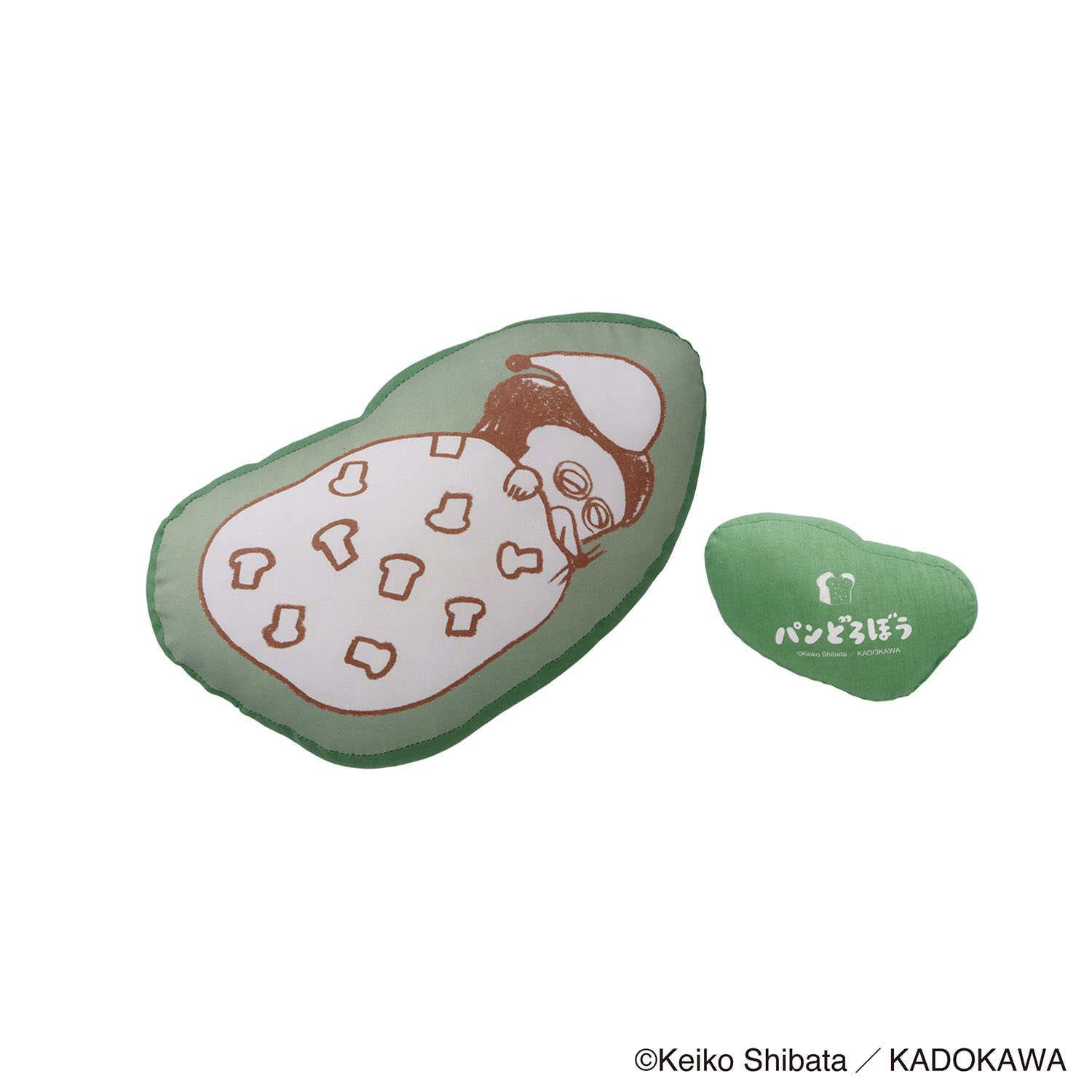 パンどろぼう ダイカットクッション Mサイズ グリーン - 画像1