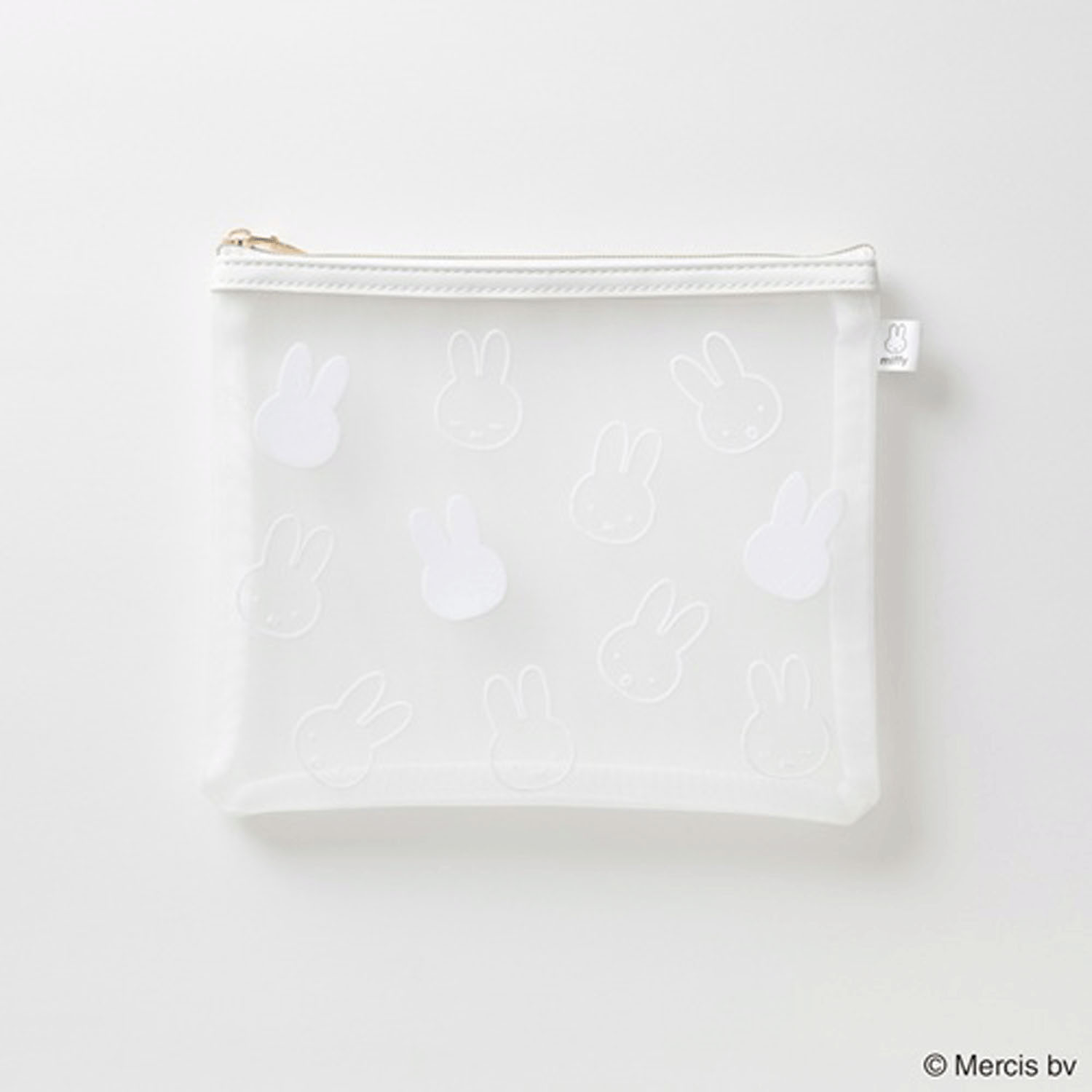 ミッフィー フロッキー フラットポーチ ホワイト - 画像1