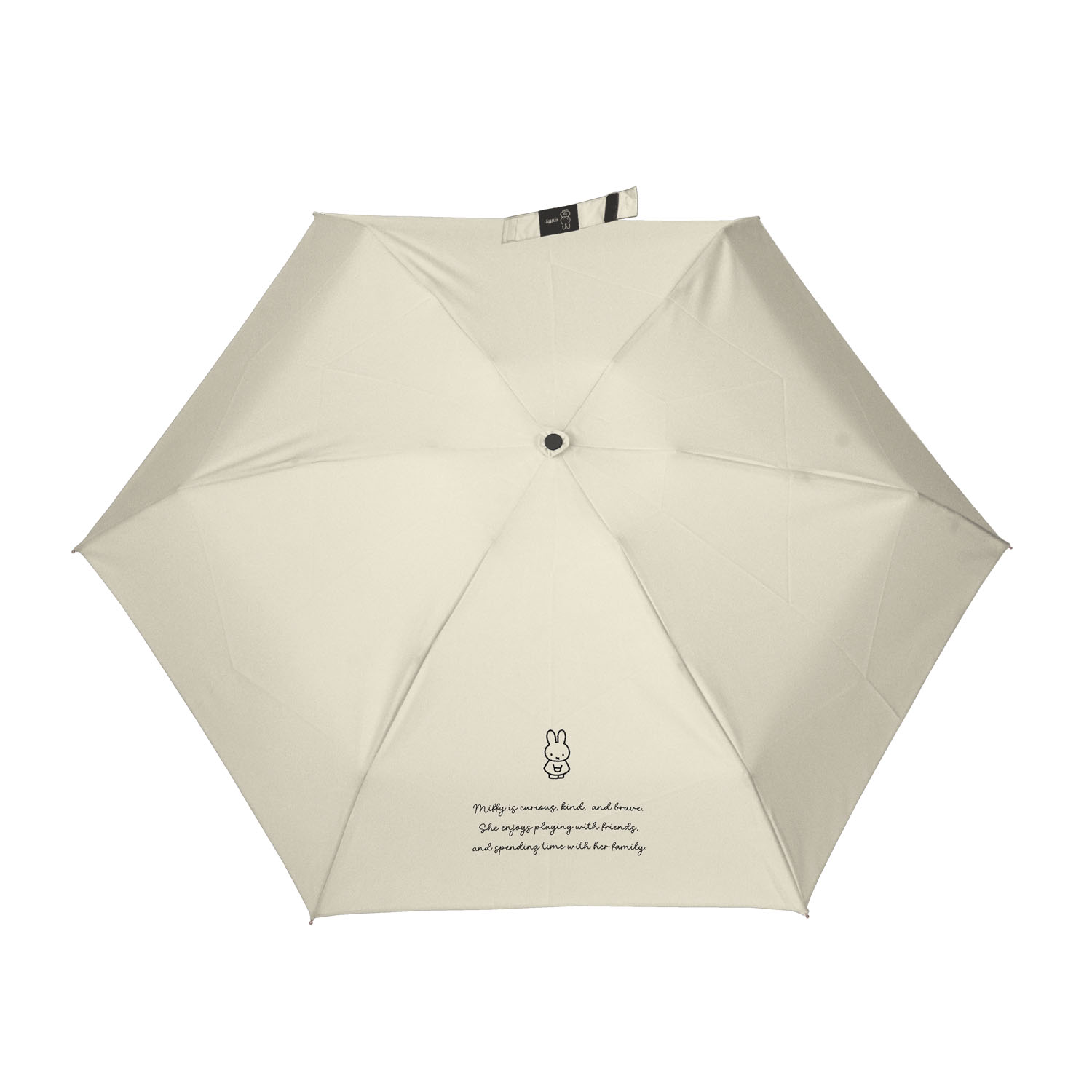 ミッフィー 1級遮光晴雨兼用 超コンパクト折りたたみ傘 5段丸型顔手元 ベージュ - 画像3