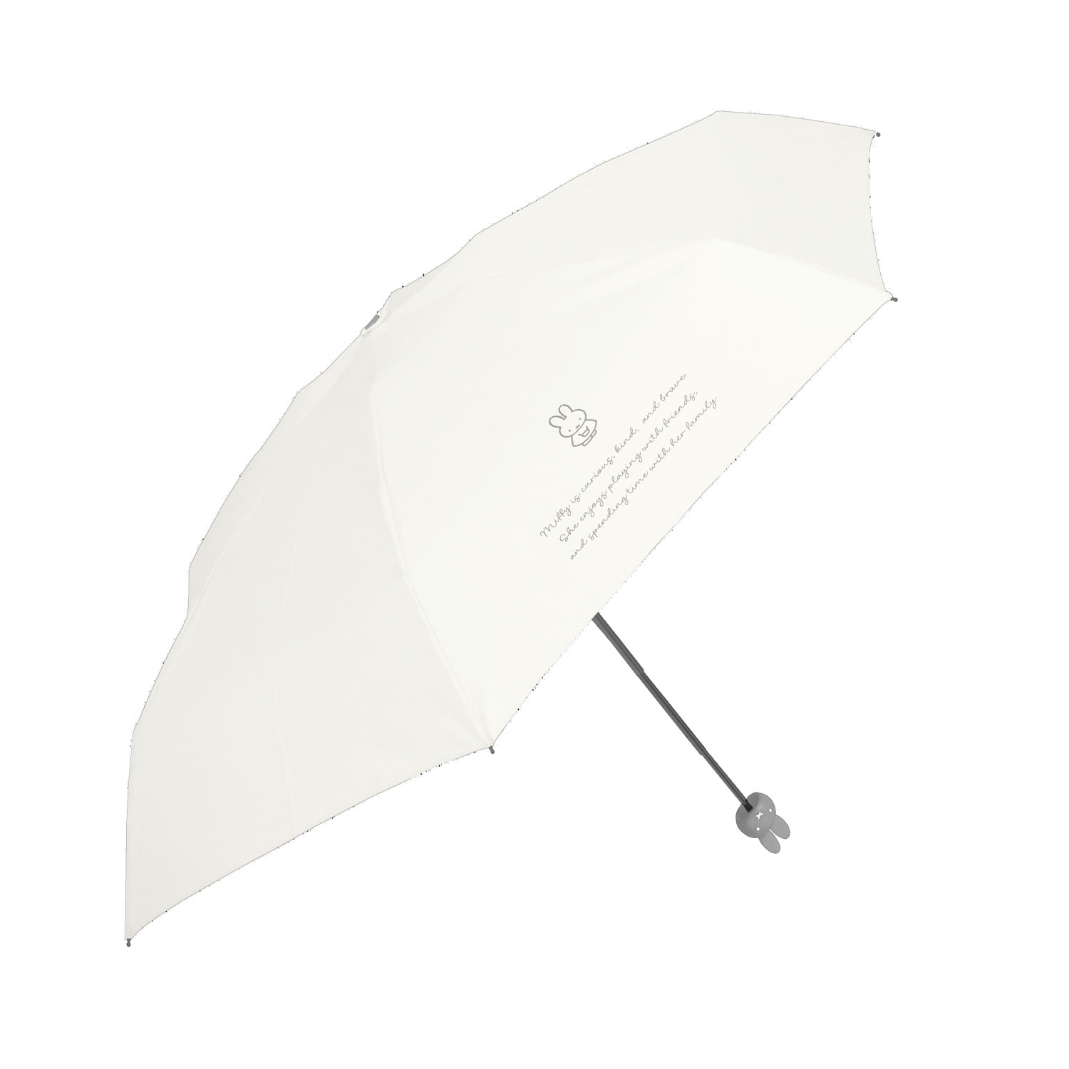 ミッフィー 1級遮光晴雨兼用 超コンパクト折りたたみ傘 5段丸型顔手元 ベージュ - 画像1