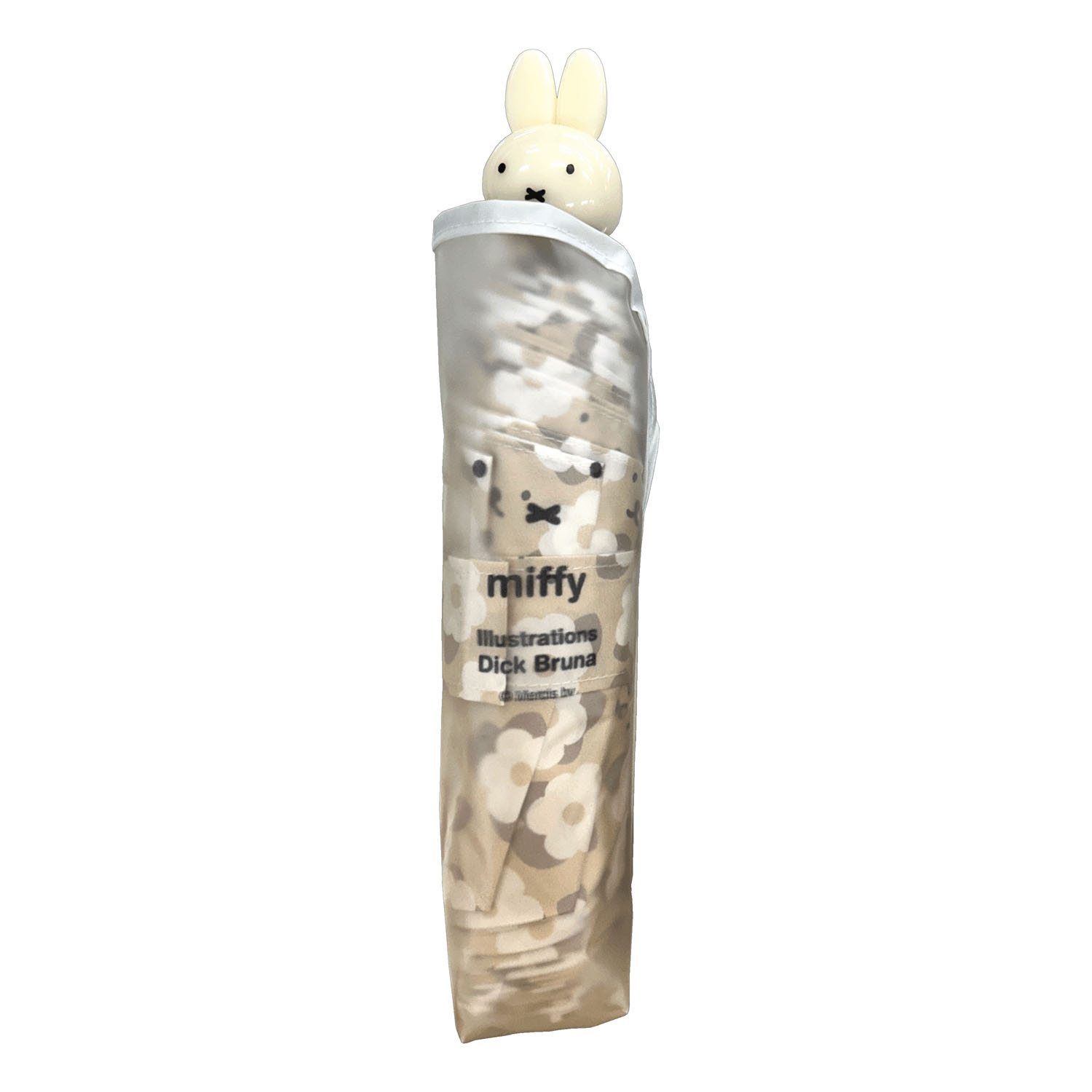 ミッフィー コンパクト折りたたみ傘 ミッフィーハンドル ベージュフラワー柄 - 画像3