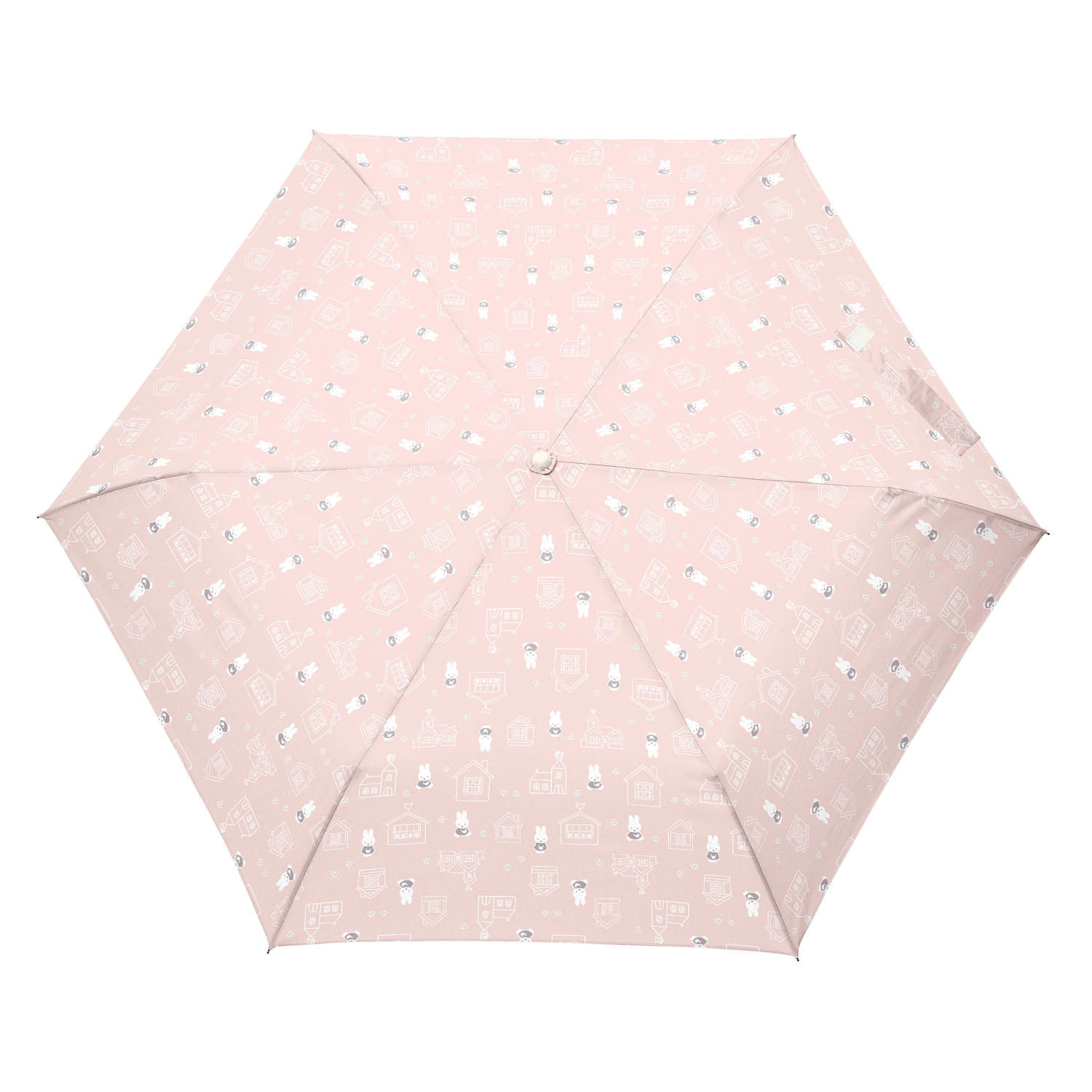 ミッフィー コンパクト折りたたみ傘 ミッフィーハンドル おさんぽ柄 - 画像2