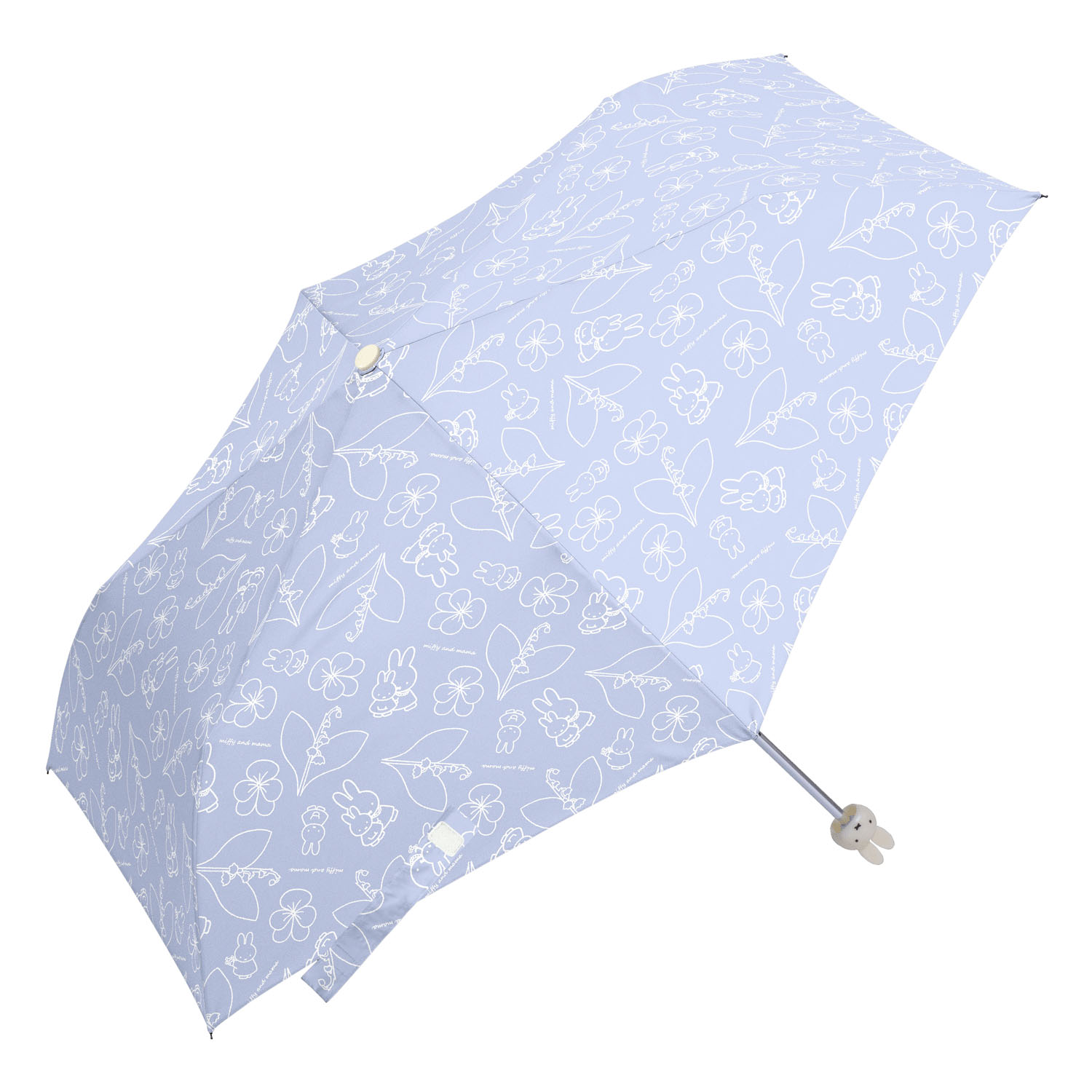 ミッフィー コンパクト折りたたみ傘 ミッフィーハンドル ミッフィーとママ柄 - 画像1