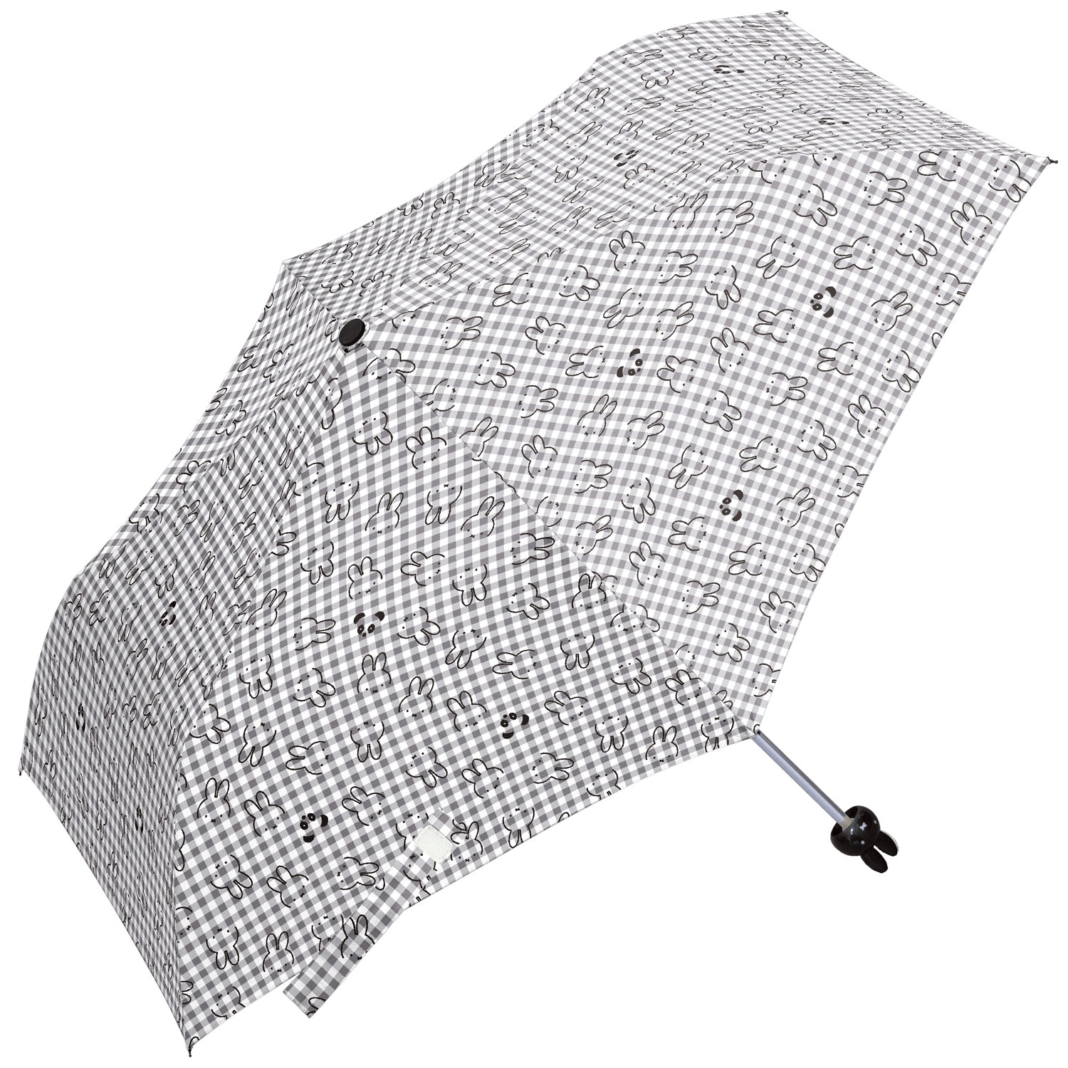 ミッフィー コンパクト折りたたみ傘 ミッフィーハンドル ギンガム柄 - 画像1
