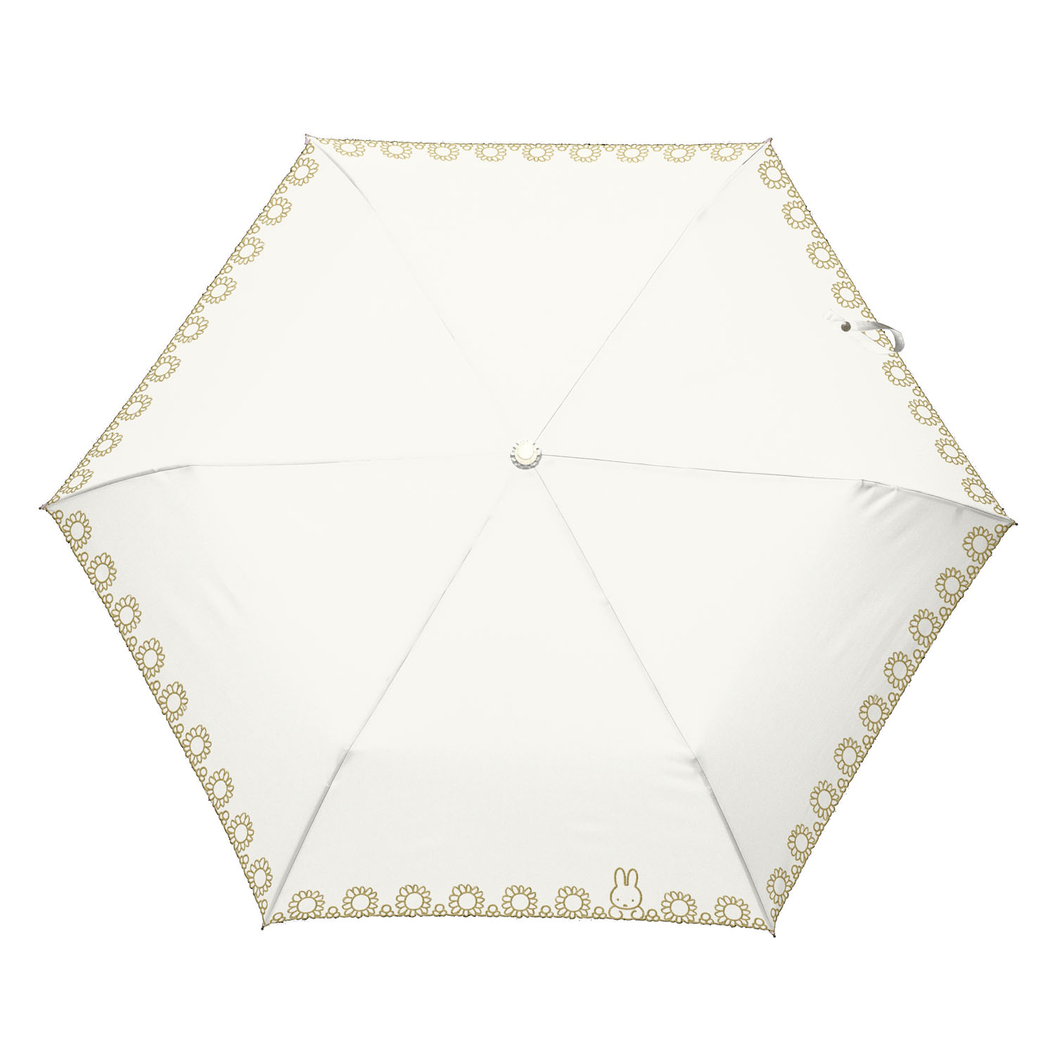 ミッフィー 1級遮光晴雨兼用コンパクト折傘 ミッフィーハンドル＆刺繍タイプ 刺繍miffy and flower - 画像3