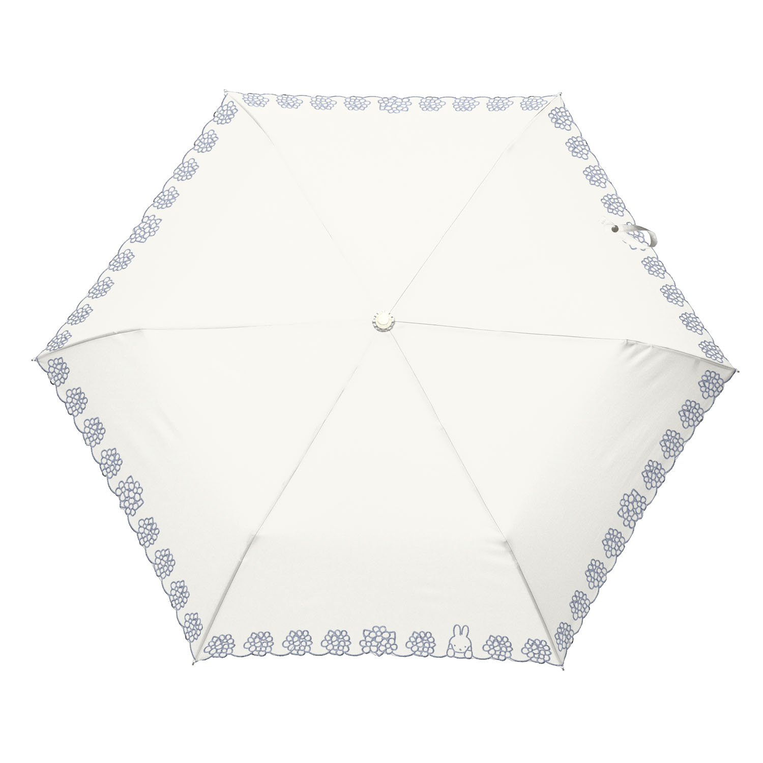 ミッフィー 1級遮光晴雨兼用コンパクト折傘 ミッフィーハンドル＆刺繍タイプ 刺繍miffy and fiower - 画像3