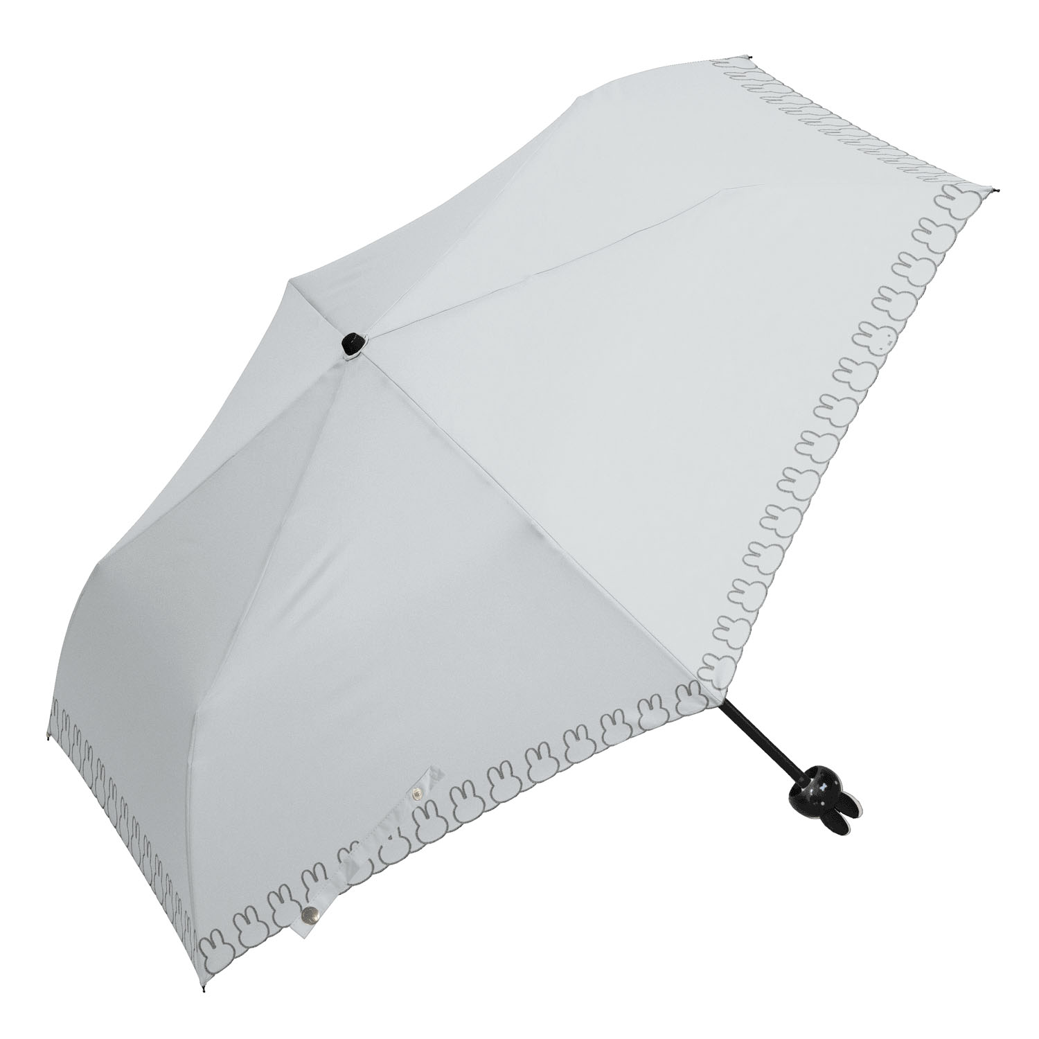 ミッフィー 1級遮光晴雨兼用コンパクト折傘 ミッフィーハンドル＆刺繍タイプ 刺繍miffy miffy miffy - 画像1